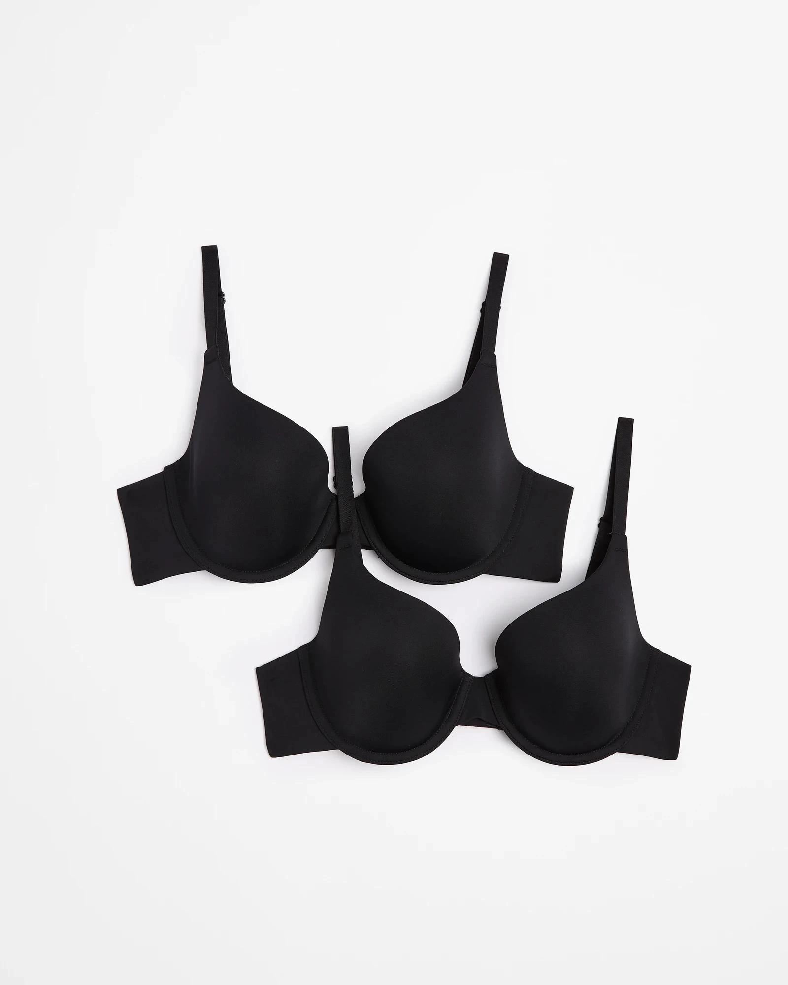 1 Target 2 Pack Everyday Comfort T-Shirt Bras BLACK, 1 of 4