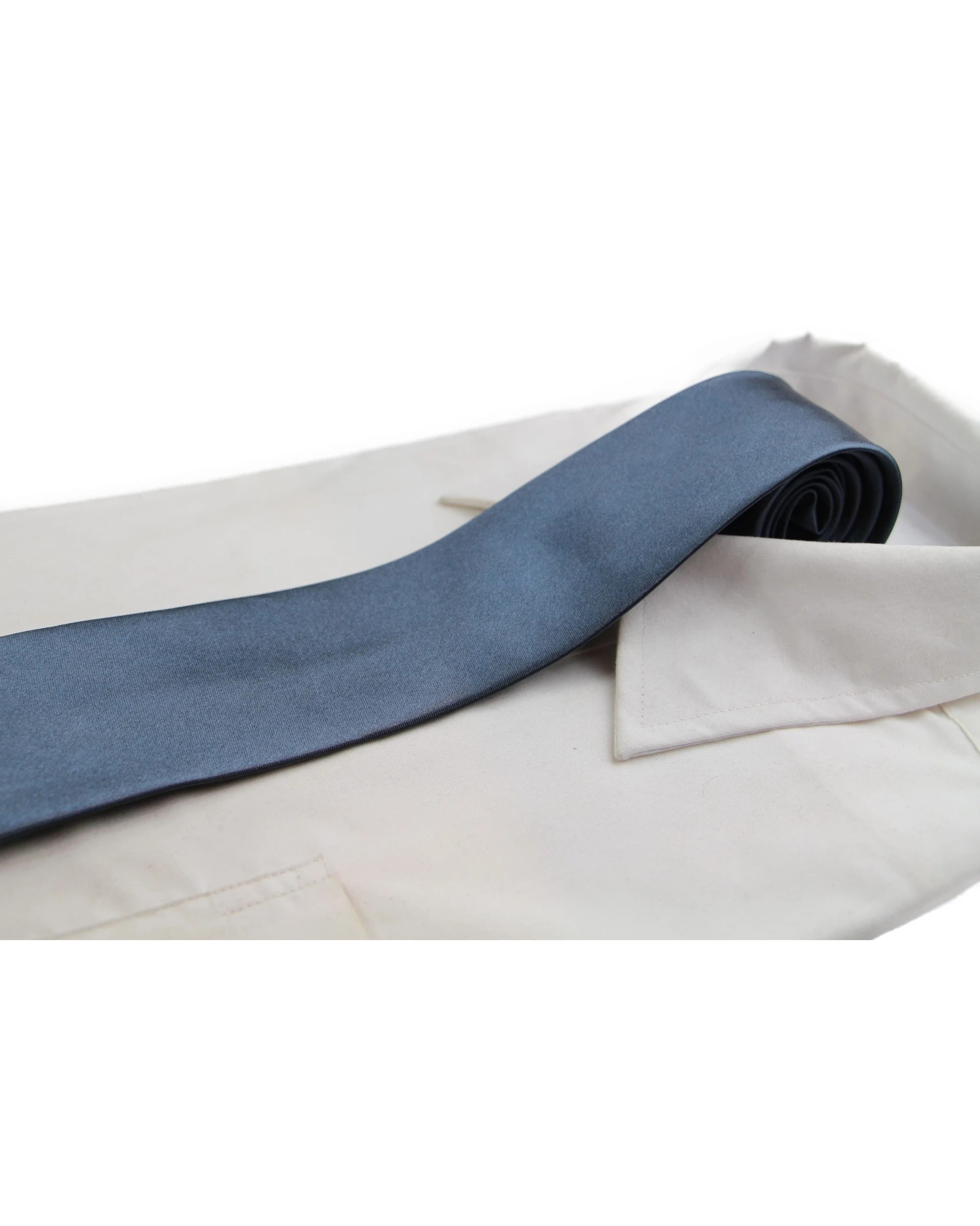1 Zasel Mens Gunmetal 8cm Plain Neck Tie - Silver, 1 of 4