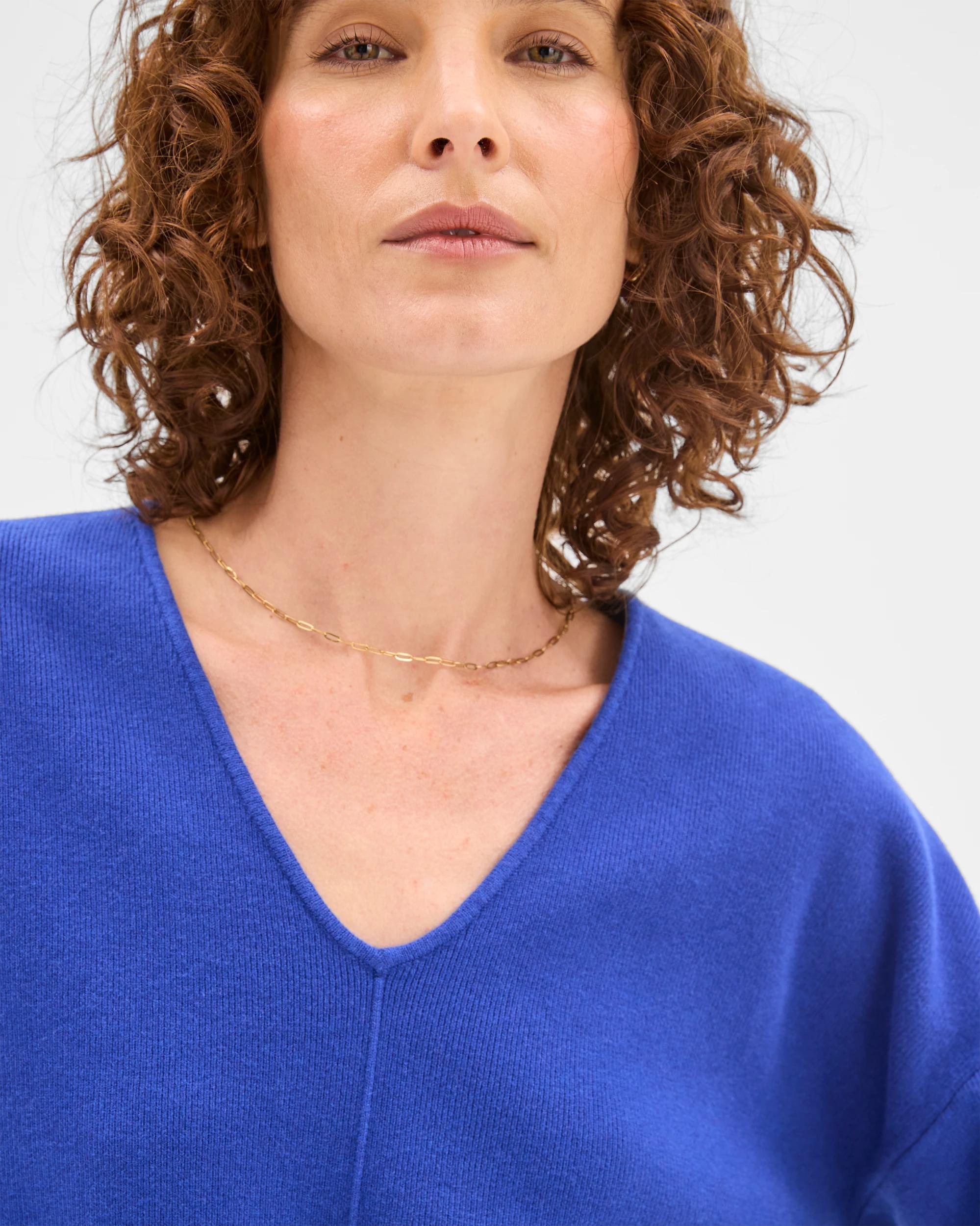5 Preview Australian Cotton Blend Polished V-Neck Jumper COBALT BLUE, 5 of 6