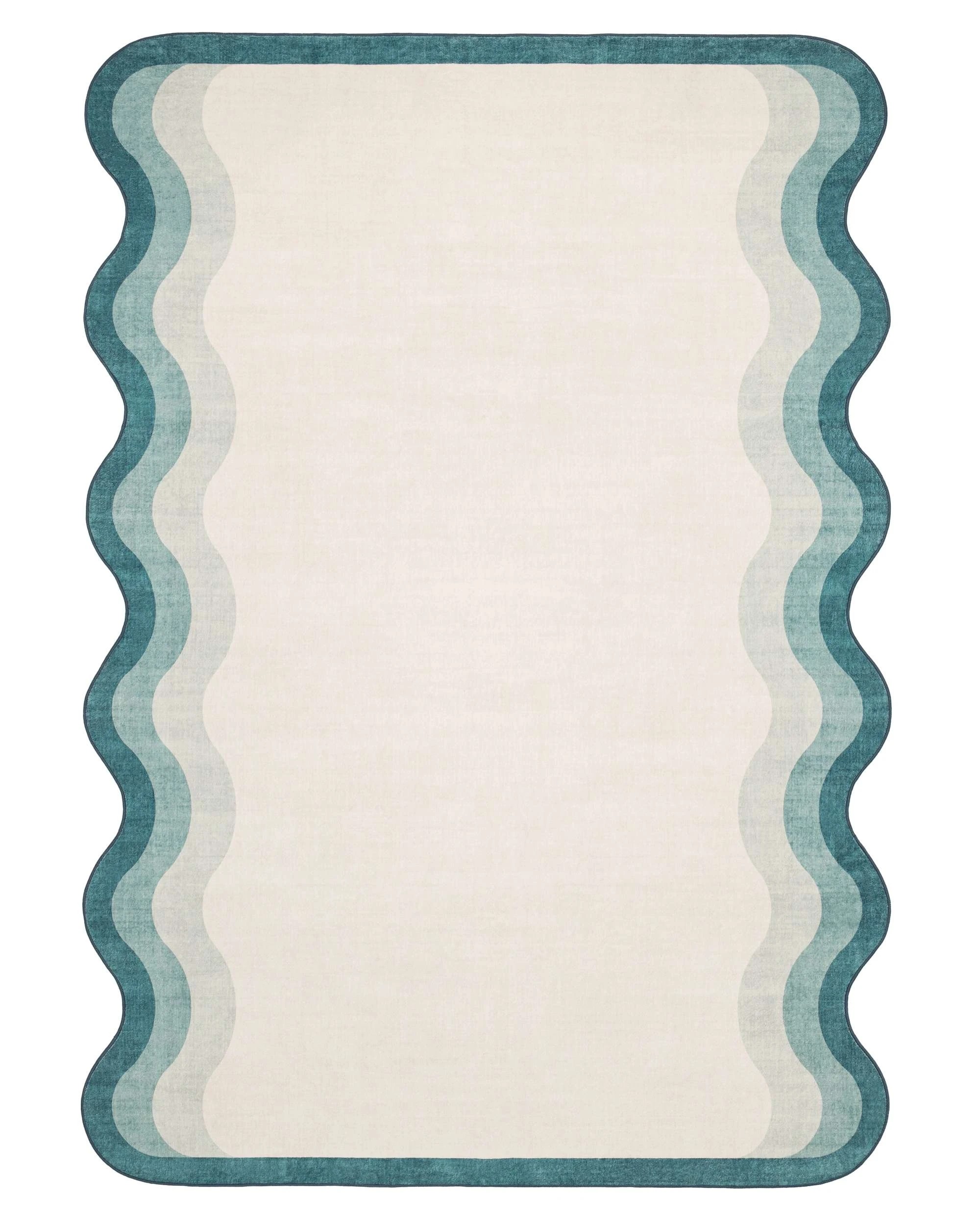 1 Loopsie Salamanca Tonal Scalloped Washable Rug-370cm x 270cm - Green, 1 of 8