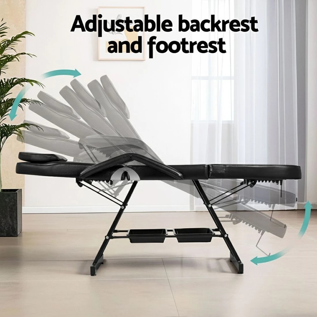 4 Zenses Massage Table Adjustable Salon Bed Chair 3 - Black, 4 of 6