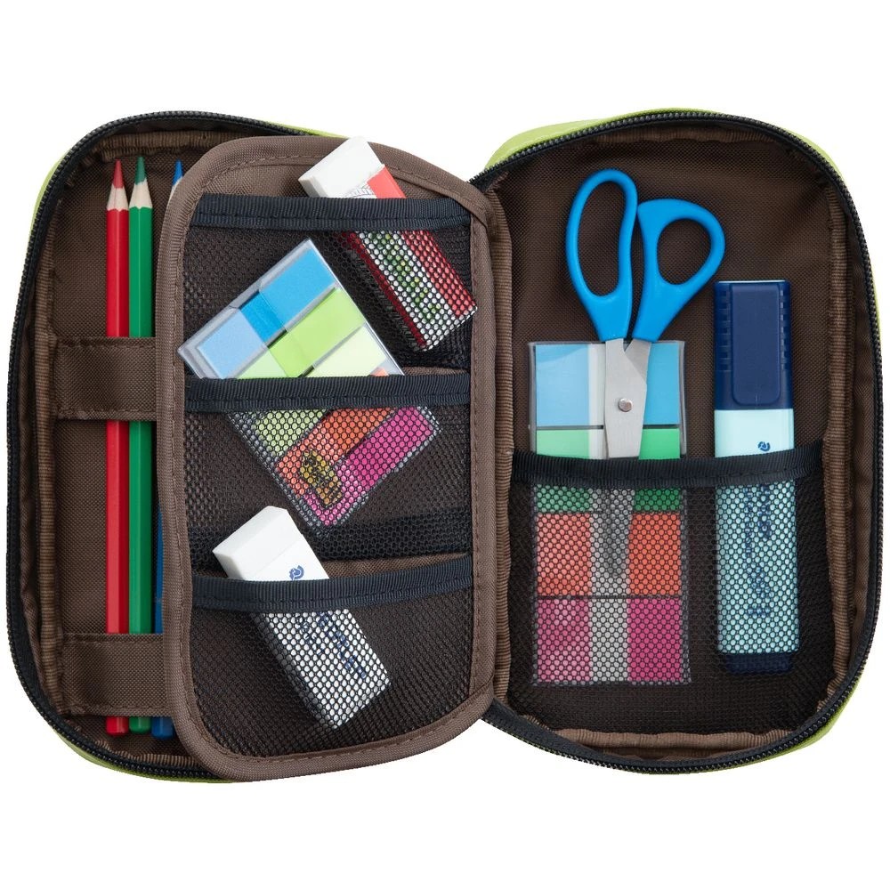 3 Lihit Lab Single Zip Multi Compartment Pencil Case Lime, 3 of 4