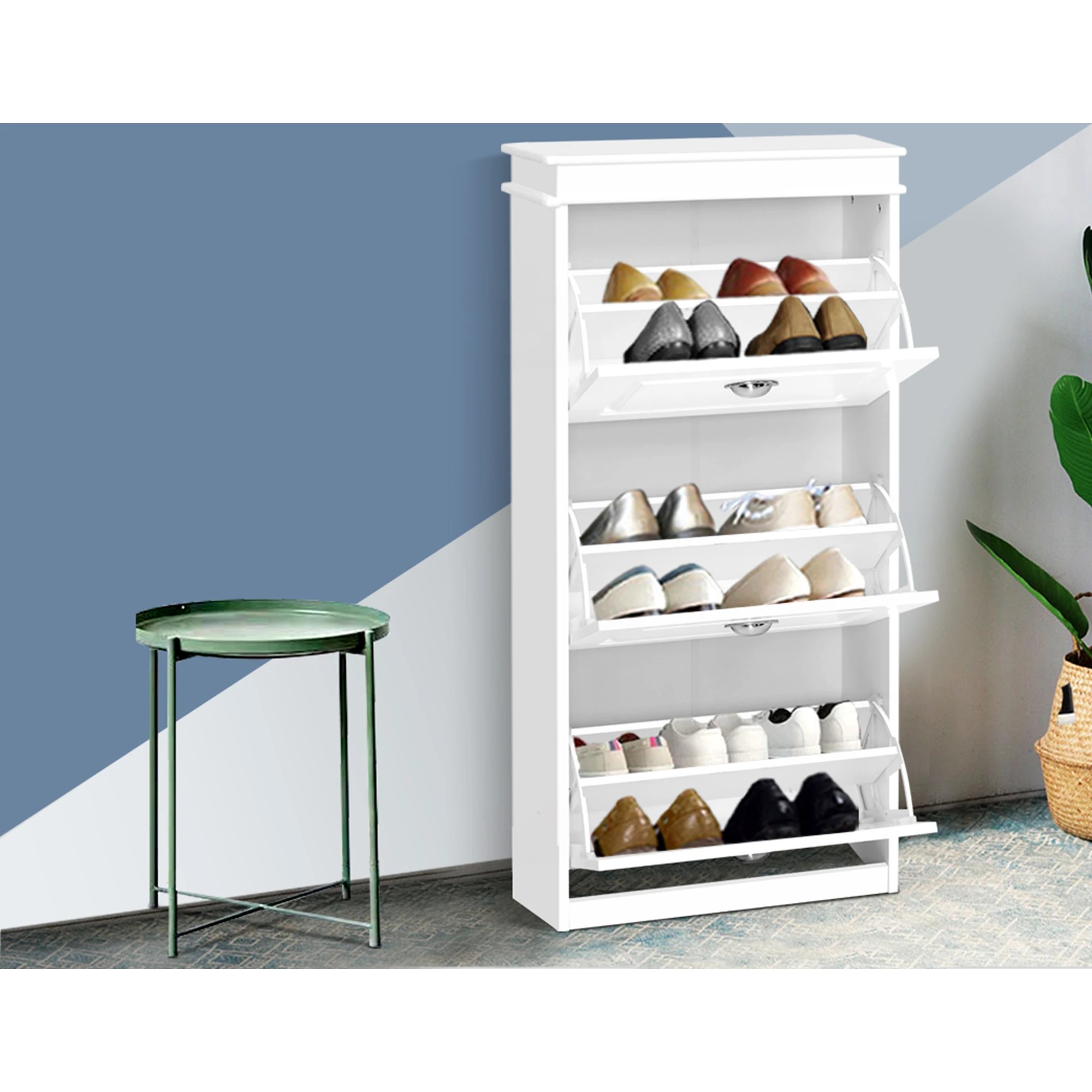 5 Artiss 2x Shoe Cabinet Storage Organiser 3 Flip Drawer - White, 5 of 7