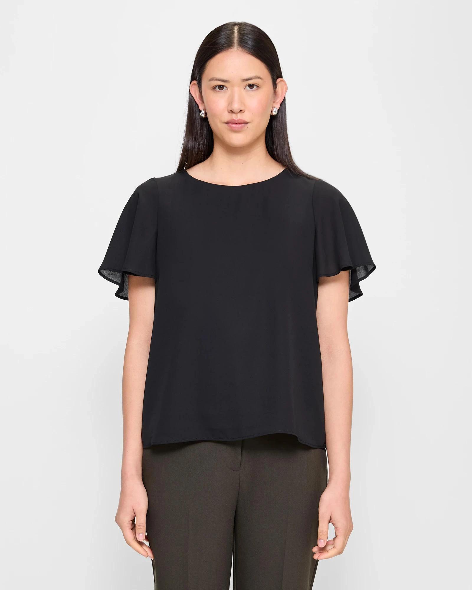 1 Preview Ella Crew Neck Blouse BLACK, 1 of 5