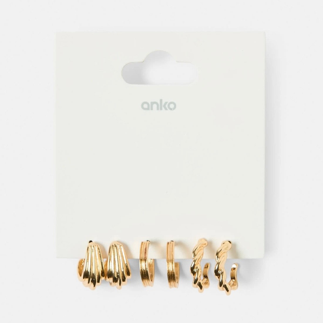 5 3 Pack Mix Hoop Earrings - Gold Tone, 5 of 5