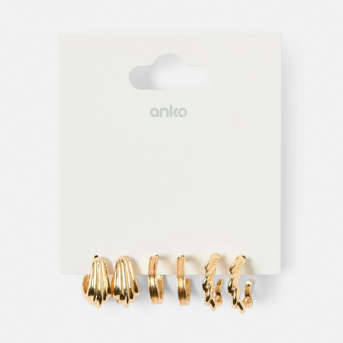 5 3 Pack Mix Hoop Earrings - Gold Tone, 5 of 5