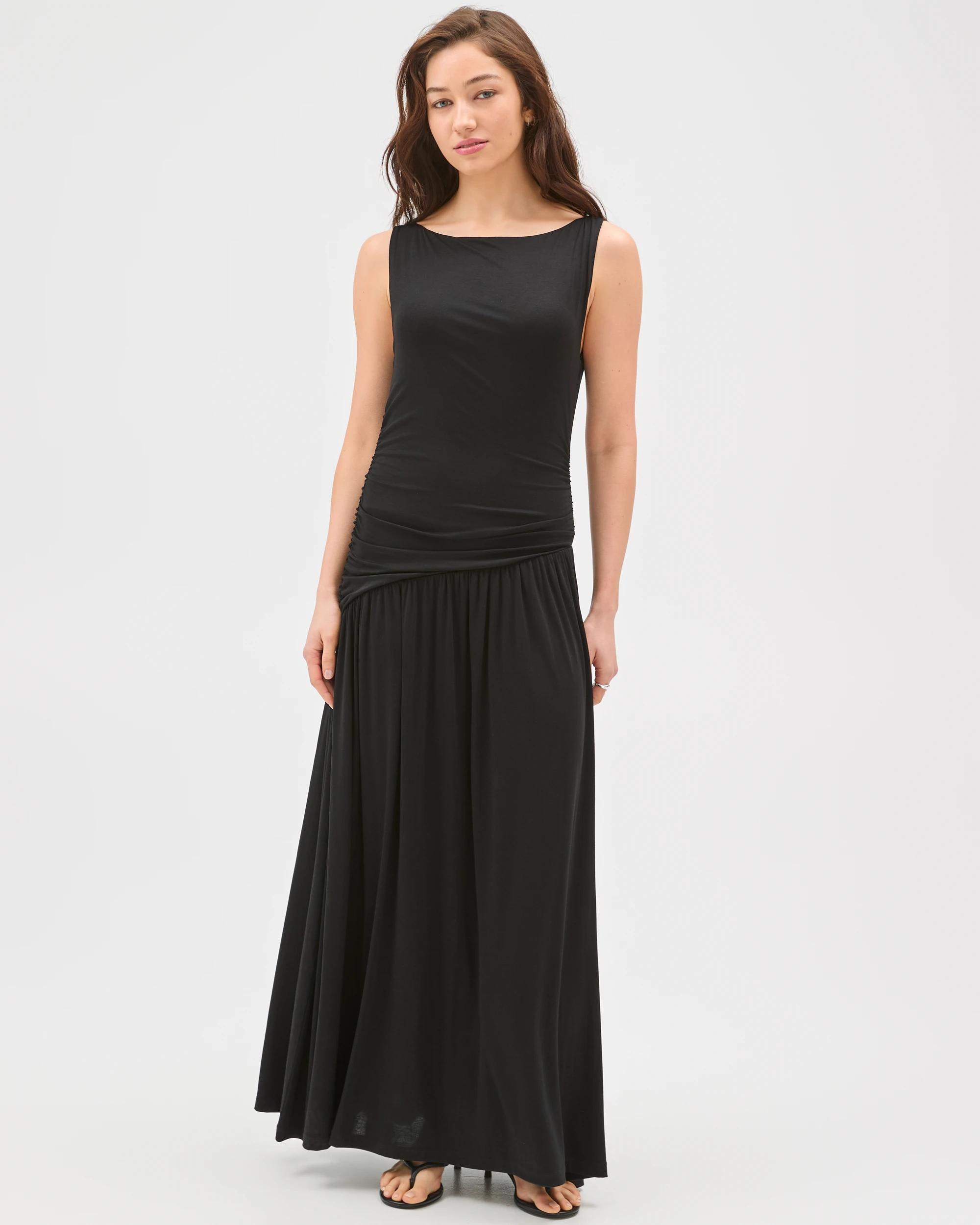 3 Lily Loves Fitted Drape Maxi Dress BLACK, 3 of 7