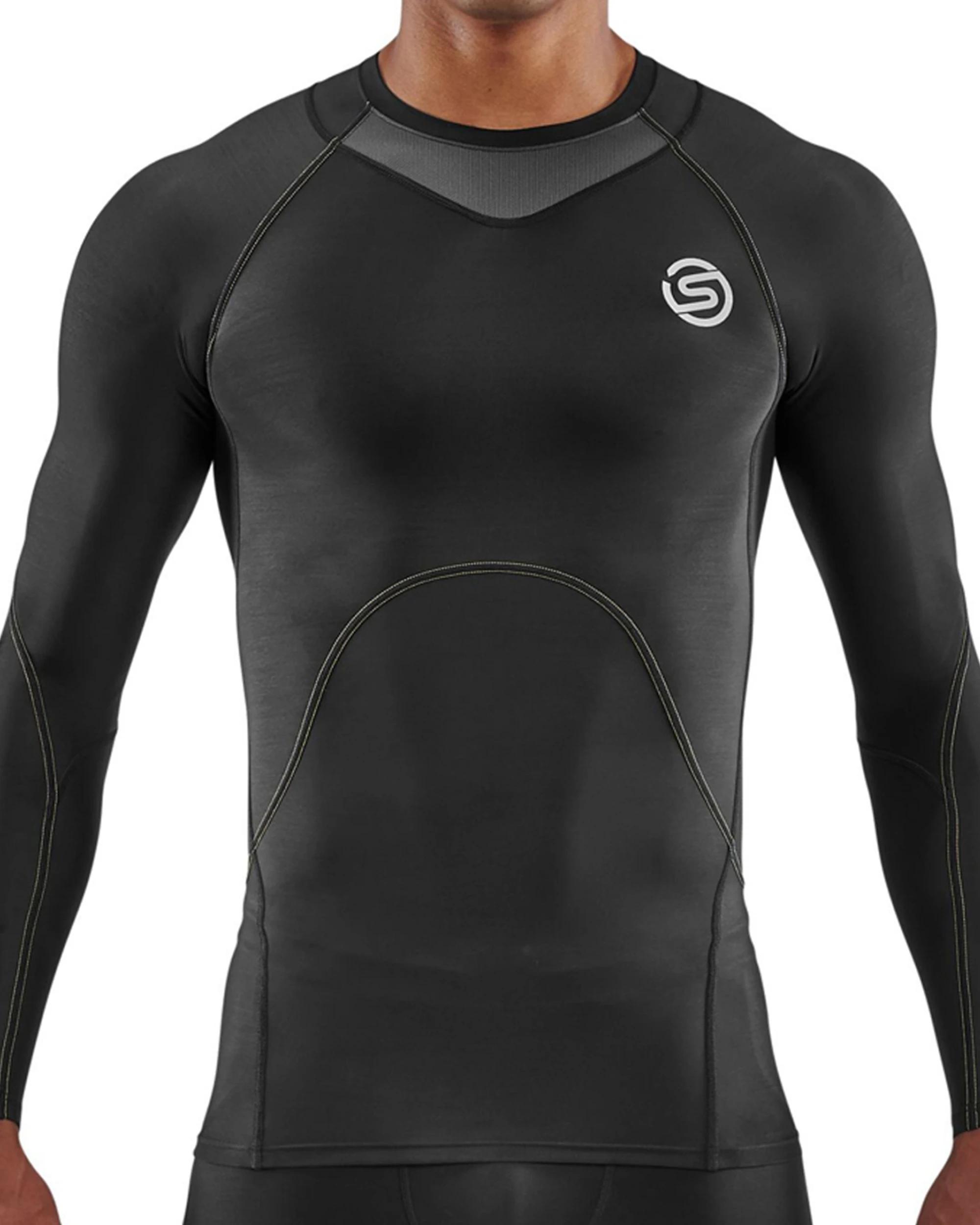 1 SKINS Compression Men's Series-3 Running/Gym Long Sleeve Top BLACK, 1 of 5