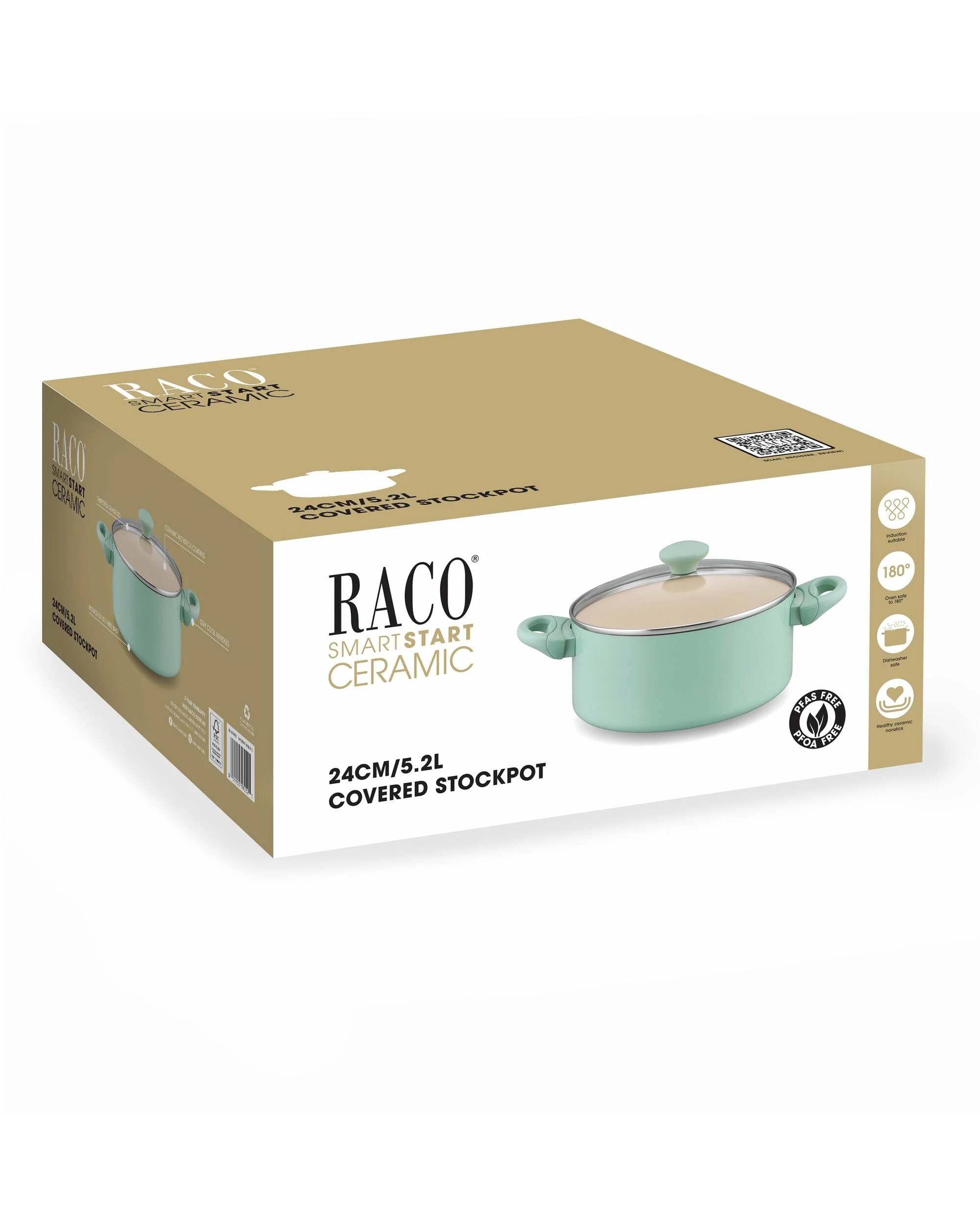 2 RACO SmartStart Ceramic Nonstick Induction Covered Stockpot 24CM/5.2L Lichen - Green, 2 of 2