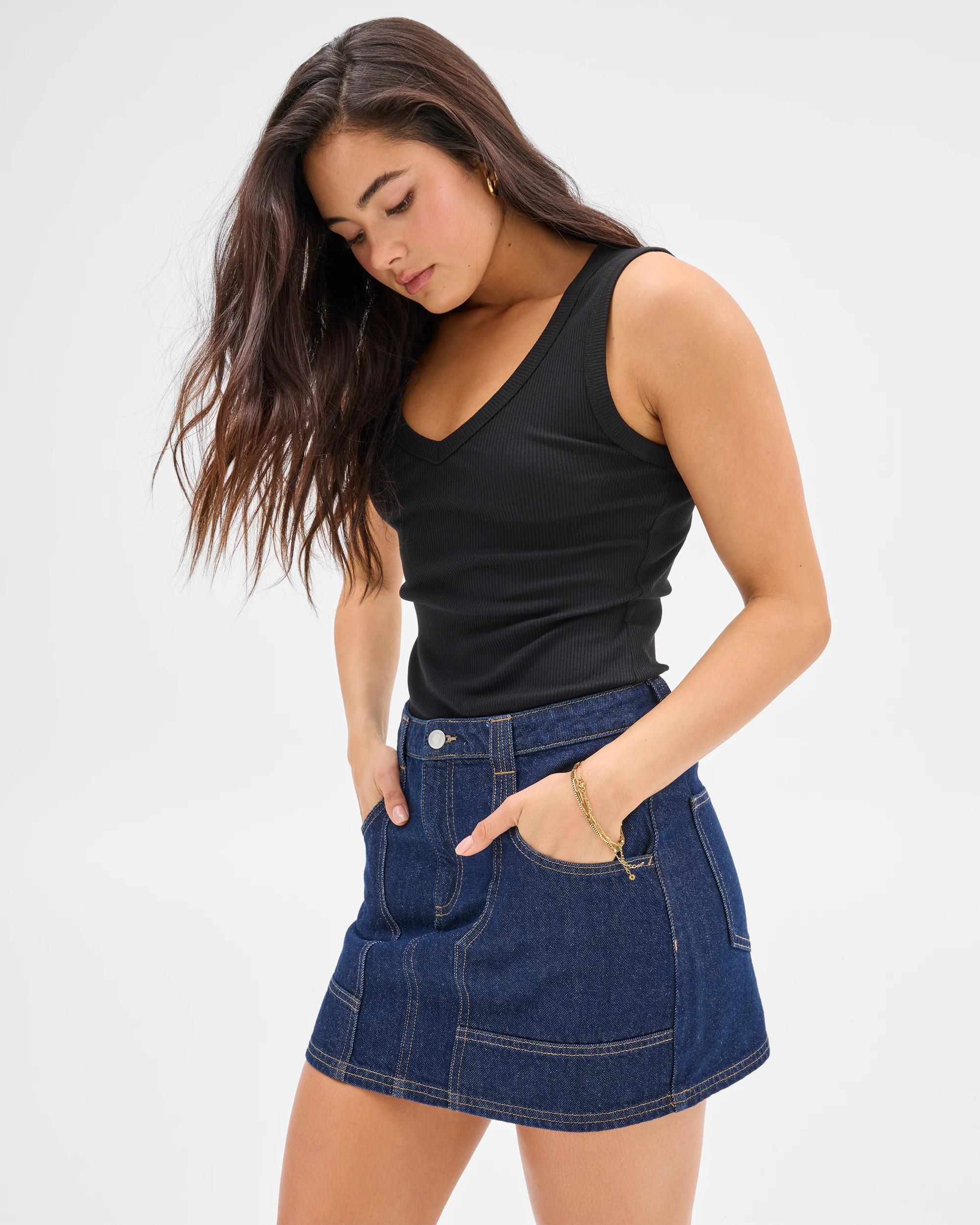 8 Patch Pocket Denim Mini Skirt - Lily Loves INDIGO, 8 of 8