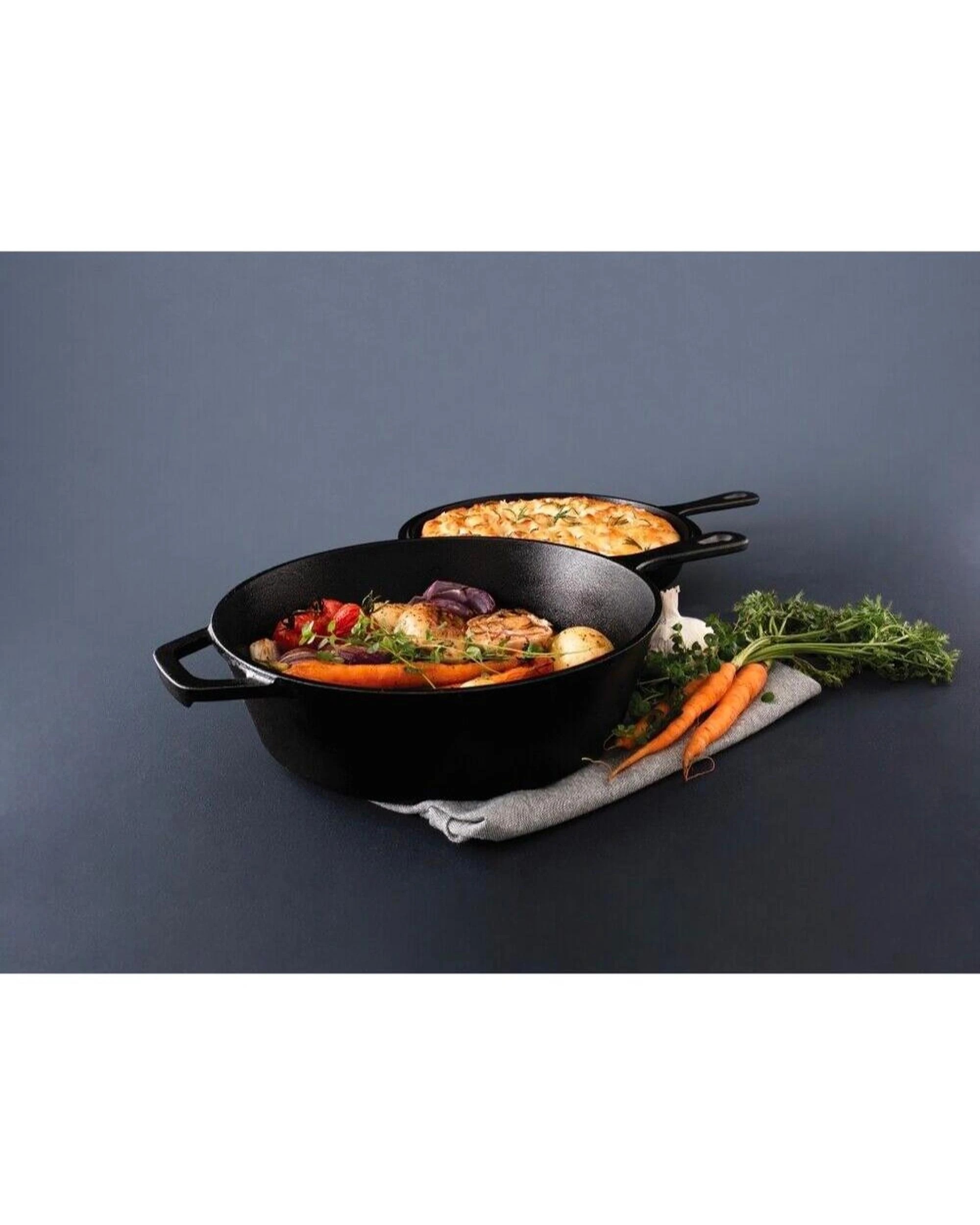 4 Pyrolux Pyrocast 2 in 1 Duo Cast Iron Pot & Fry Pan Cookware Set Skillet, 4 of 4