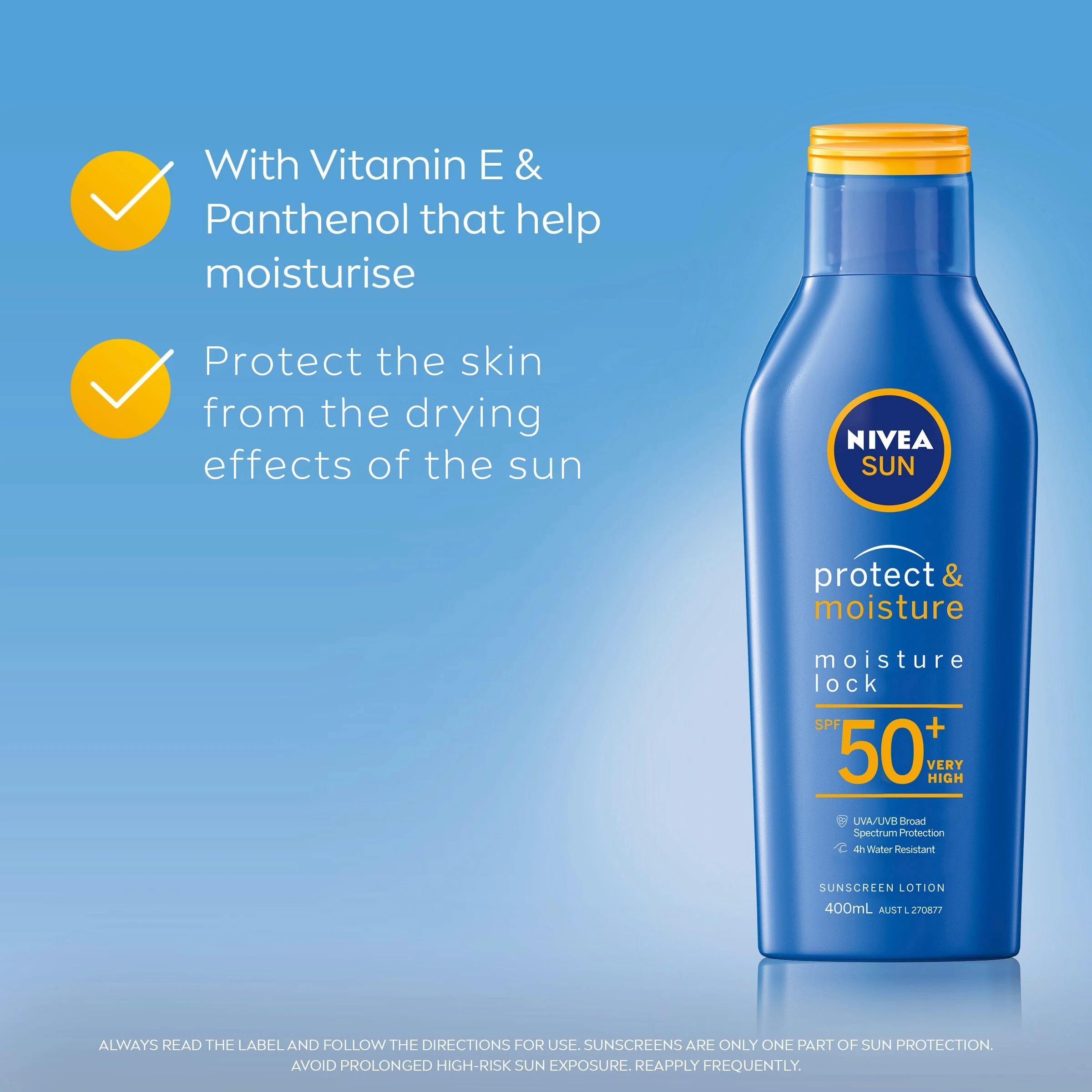4 NIVEA Sun Protect & Moisture Moisture Lock SPF50+ Sunscreen Lotion 400ml, 4 of 8