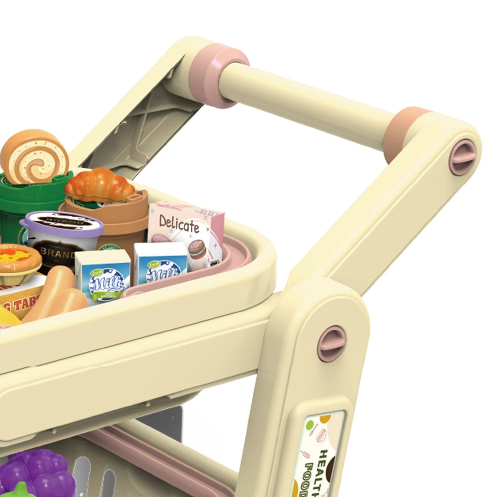 6 Ausway Childrens Supermarket Playset Trolley with 2 Detachable Baskets & 33 Pretend Play Food Accessories, 6 of 7