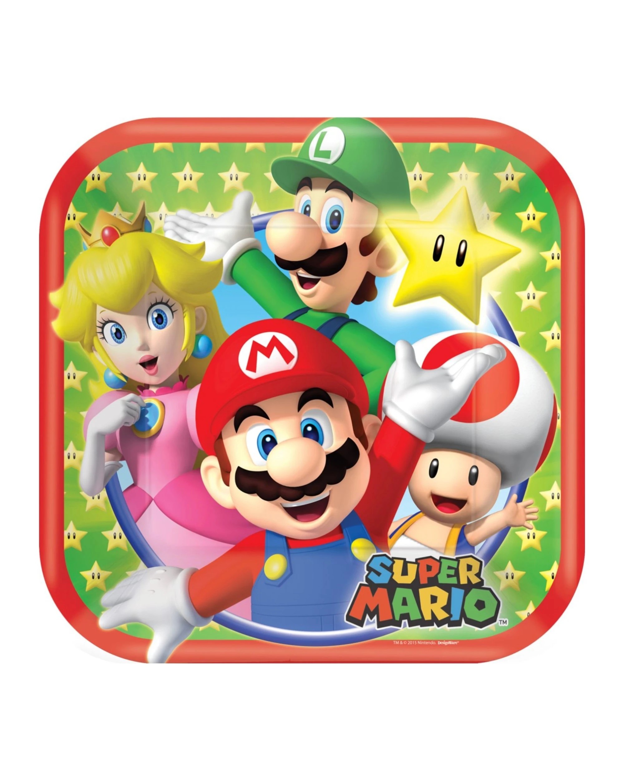 1 Super Mario Bros. Super Mario Bros. Small Square Paper Plates Pack of 8, 1 of 2