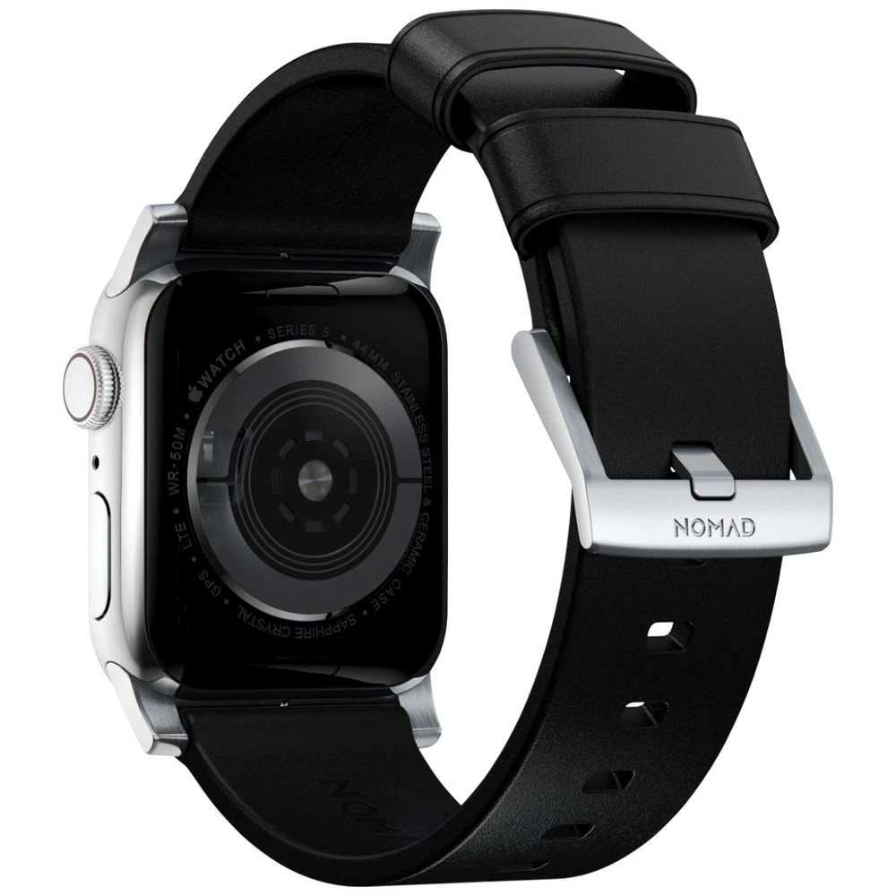 2 Nomad Apple Watch Band Leather 44-46mm Black Silver, 2 of 5