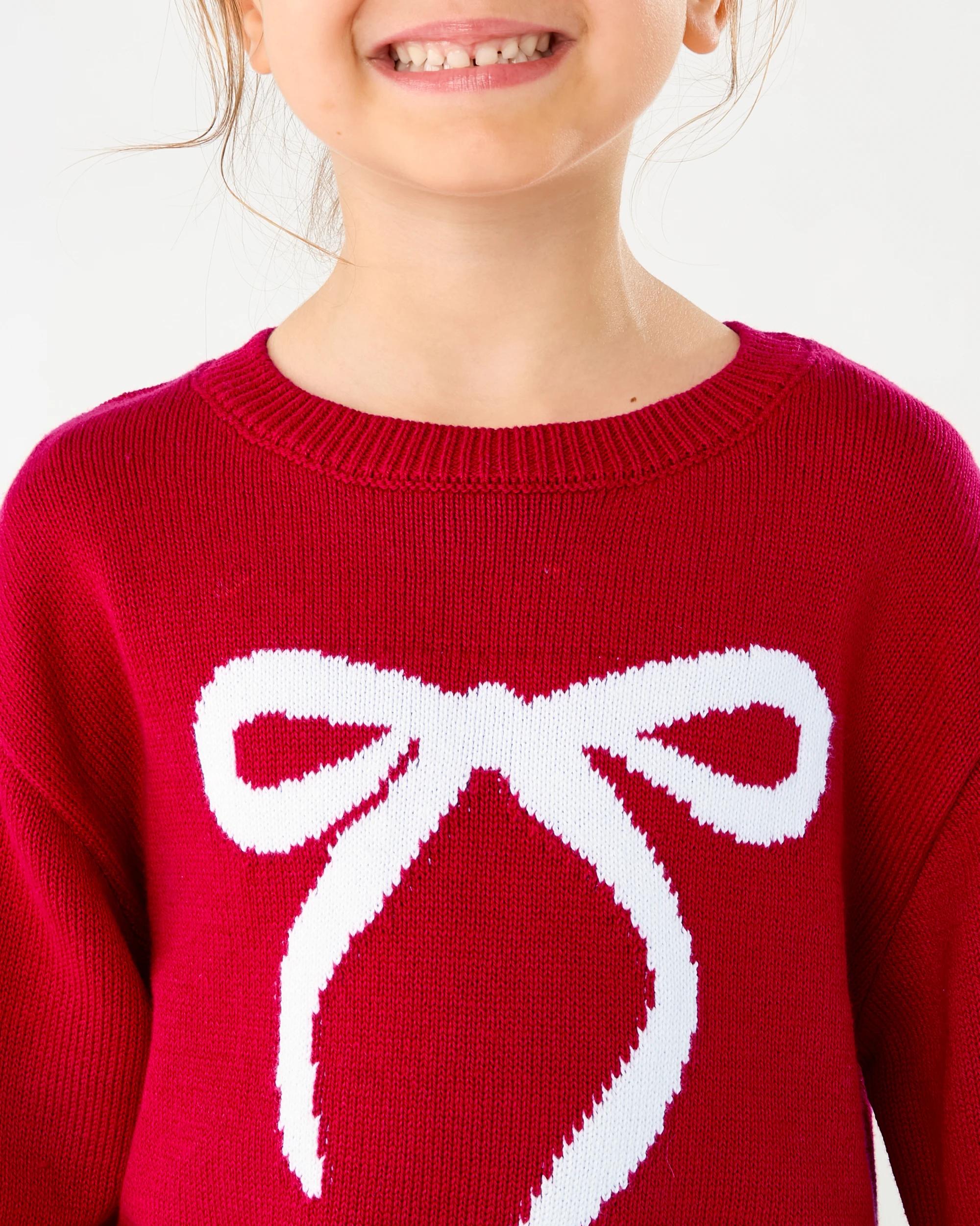 4 Jacquard Knit Jumper Red Bow, 4 of 8