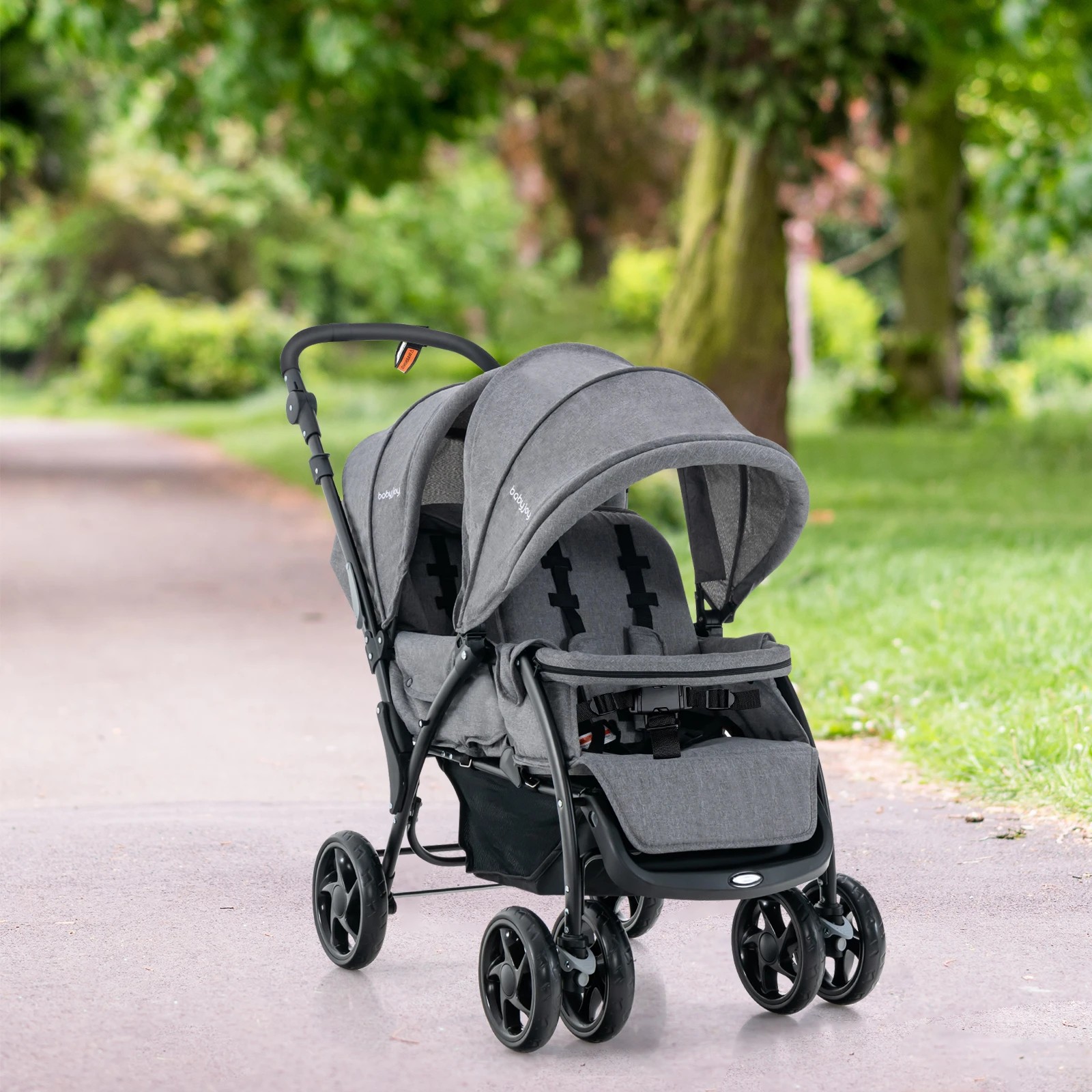 3 Costway Baby Stroller Twin Pram Travel Pushchair, 3 of 4