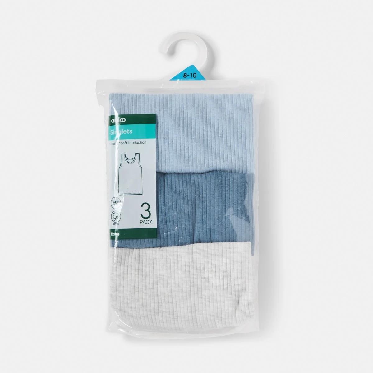 9 3 Pack Super Soft Singlets Blu Multi, 9 of 9