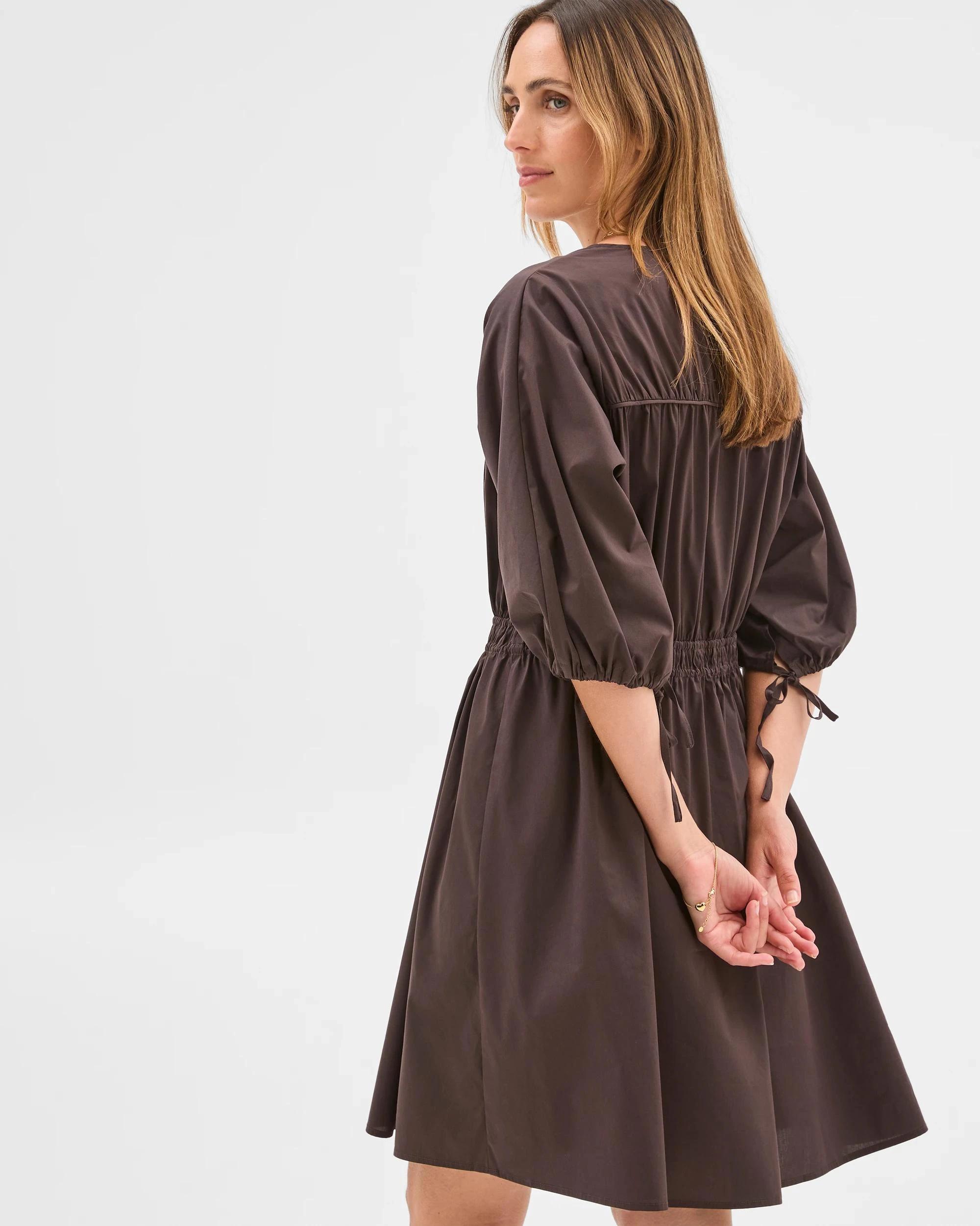 3 Target Woman Australian Cotton Blend Channel Tie Mini Dress BRUNETTE, 3 of 6