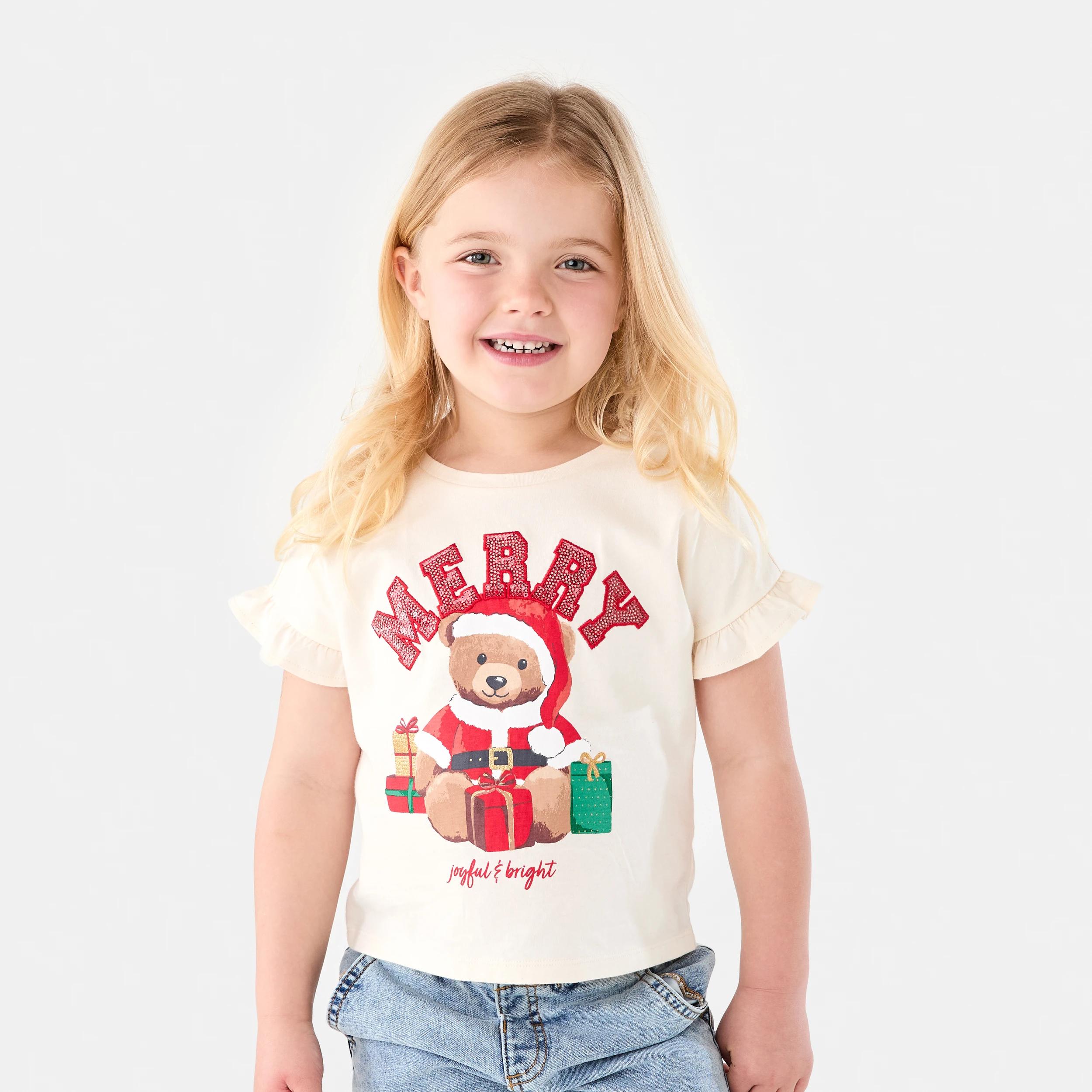 1 Christmas Sequin T-shirt Biege Bear, 1 of 6