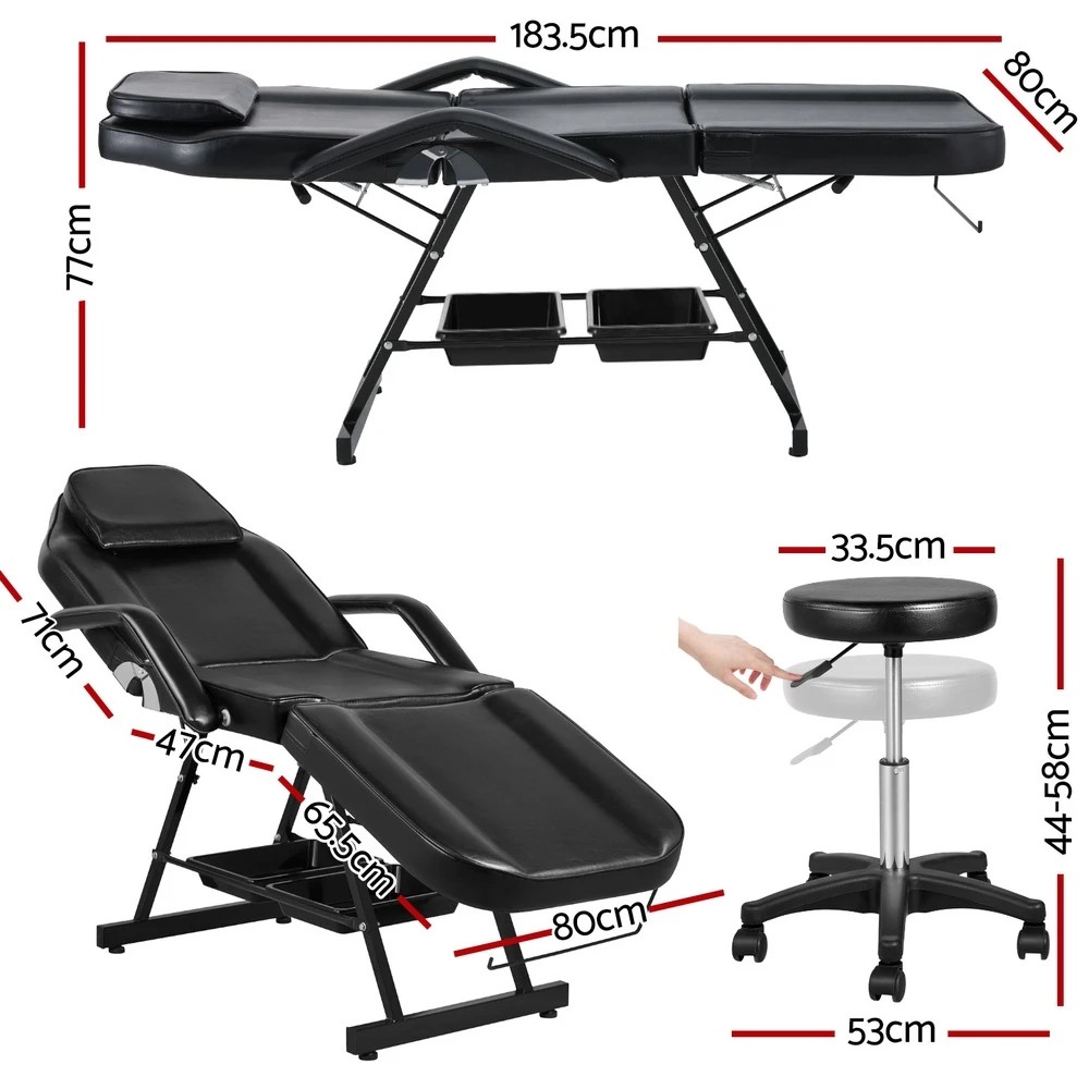 2 Zenses Massage Table Adjustable Salon Bed Chair 3 - Black, 2 of 6