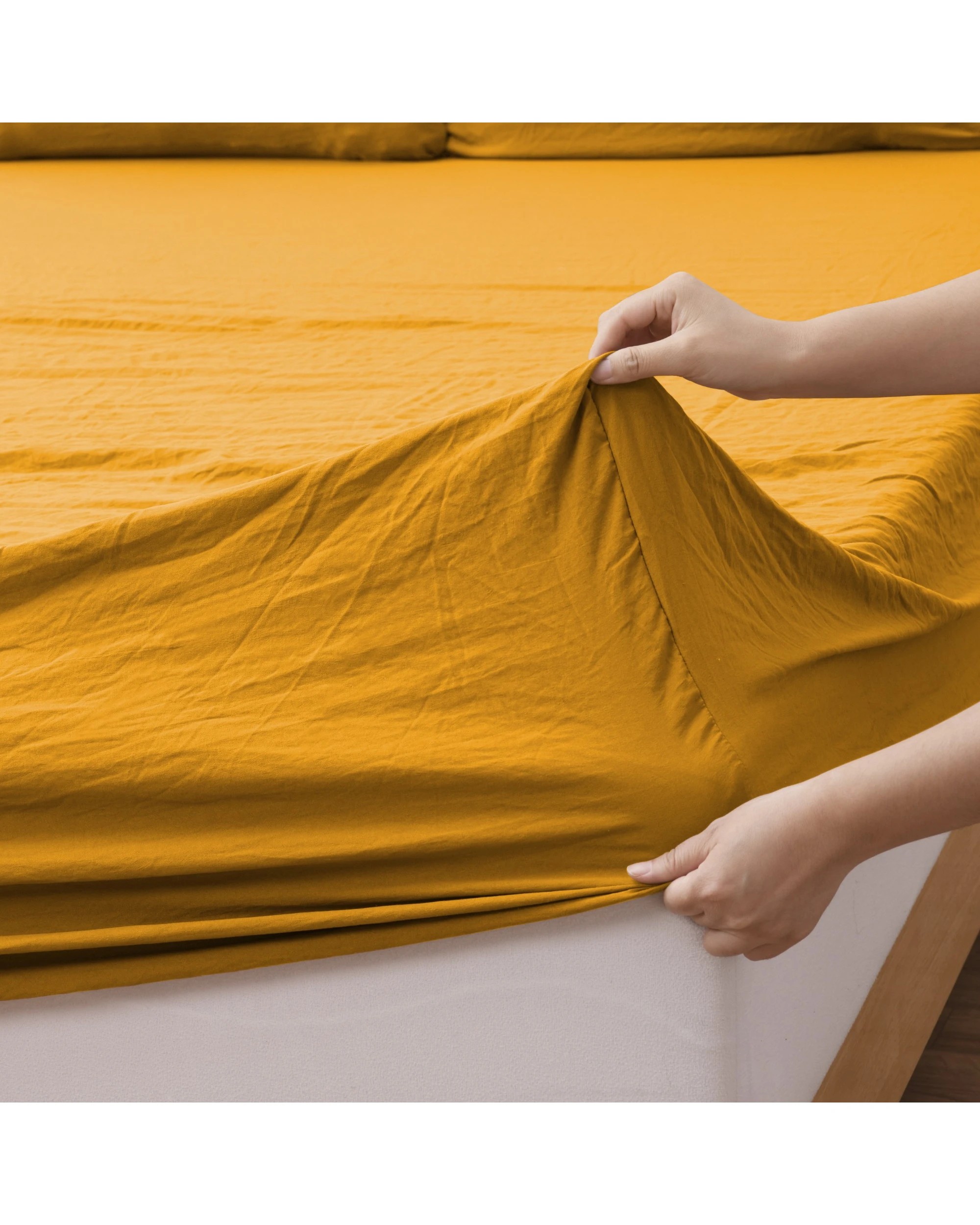 5 Dreamaker Superfine Washed Microfibre Combo Fitted Sheet Set - King Single Bed - Mustard, 5 of 8