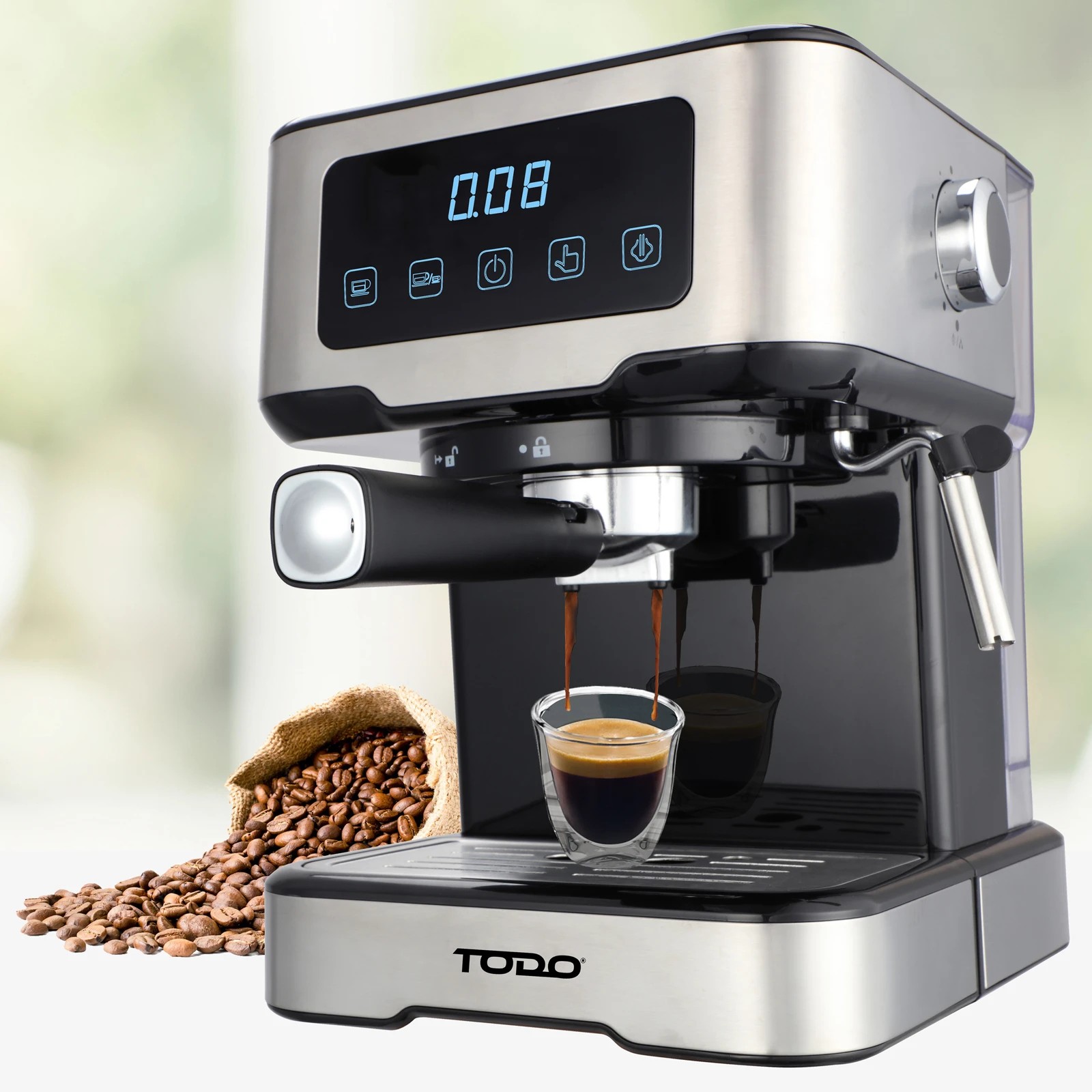 3 TODO Espresso Coffee Machine Maker Automatic Touch Control LED Display 15 Bar Pump 1.5L, 3 of 5