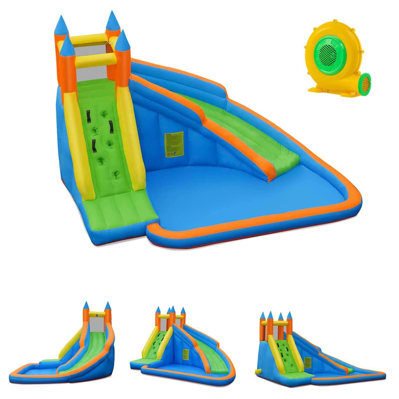 1 Costway Inflatable Bouncy Castle Water Slide Splash Pool w/Blower, 1 of 1