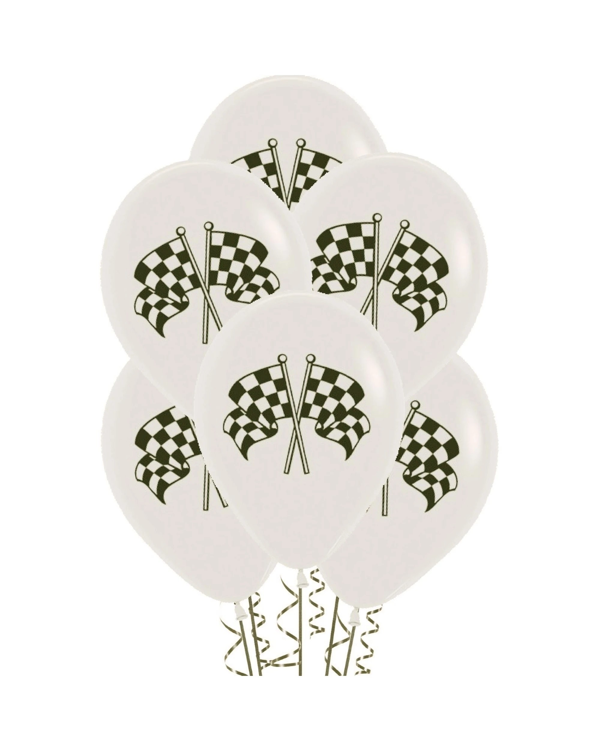 1 Sempertex Sempertex White Racing Flag Balloons Pack of 6, 1 of 2