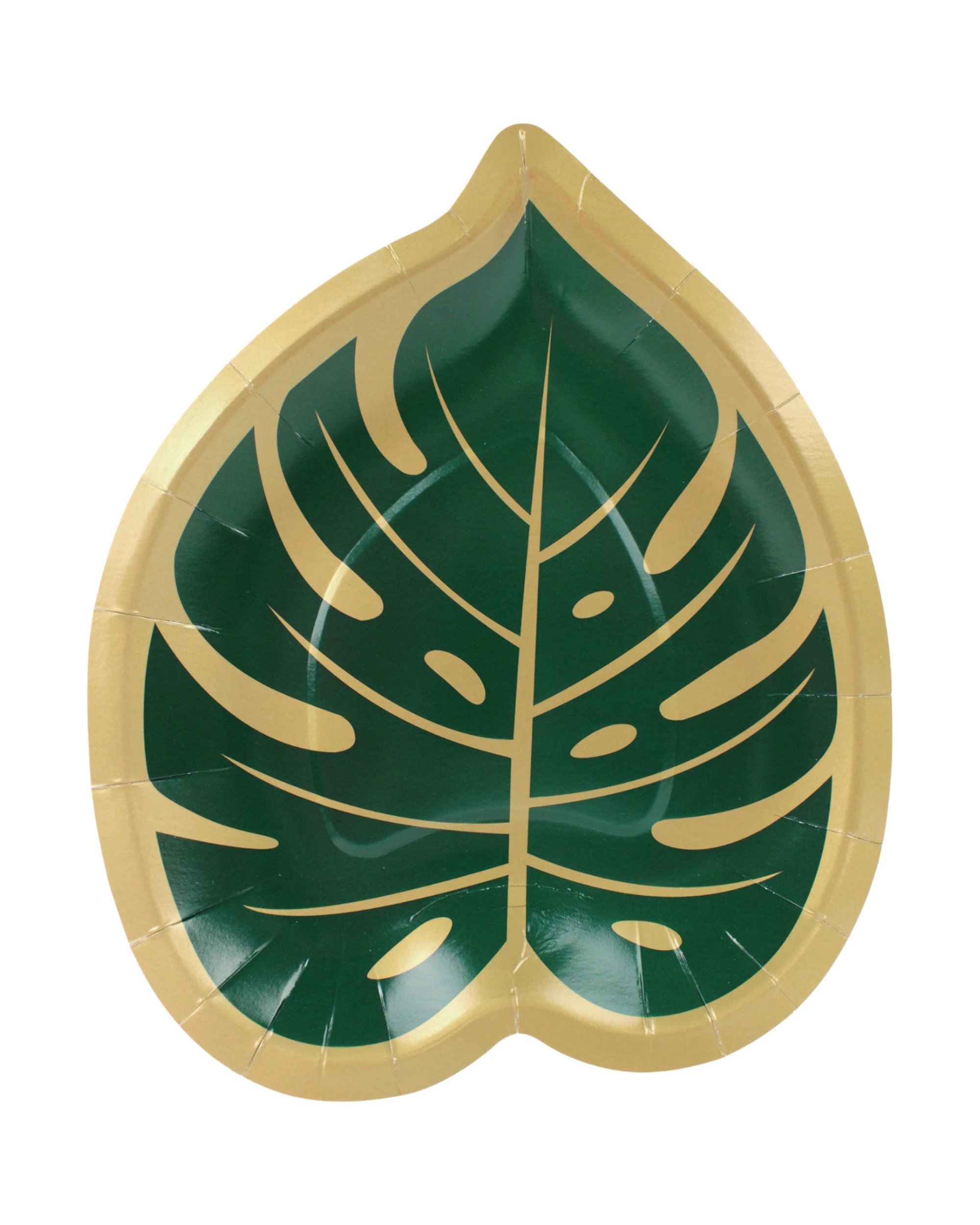 1 Amscan Key West Green and Gold Palm Leaf Small Paper Plates Pack of 8, 1 of 4