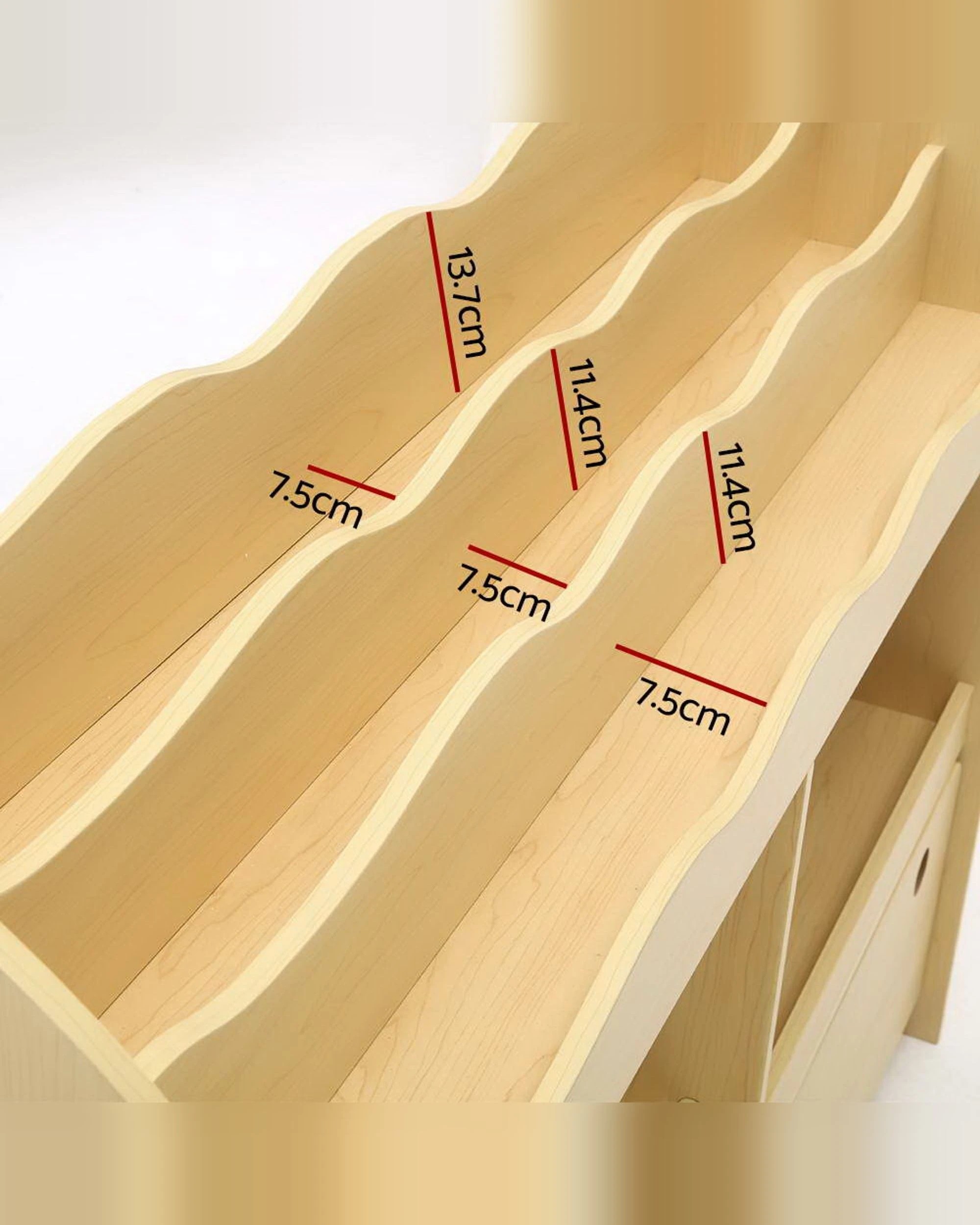 3 Keezi 3 Tiers Kids Bookshelf Storage Children Bookcase Toy Box Organiser - Natural, 3 of 8