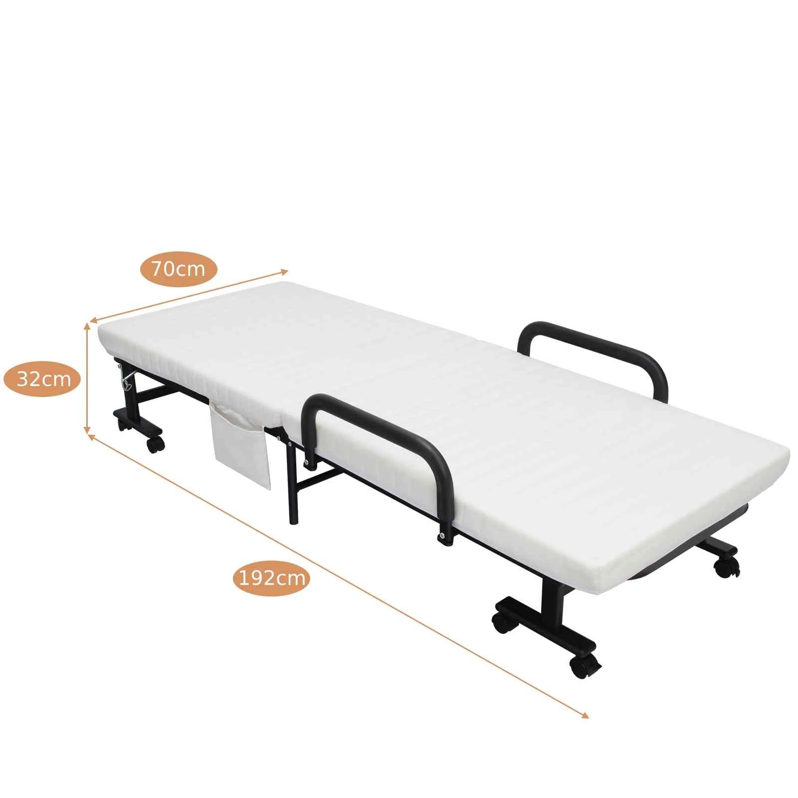 4 Costway Folding Guest Bed Mobile Bed Frame w/Mattress & Storage Bag, 4 of 8