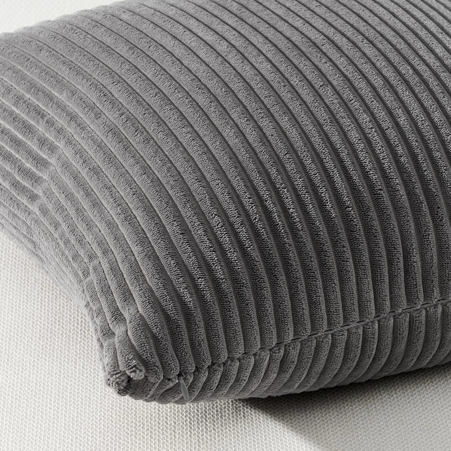 5 Gioia Casa 4-Pack Corduroy Velvet Cushion Covers 45x45cm - Grey, 5 of 5