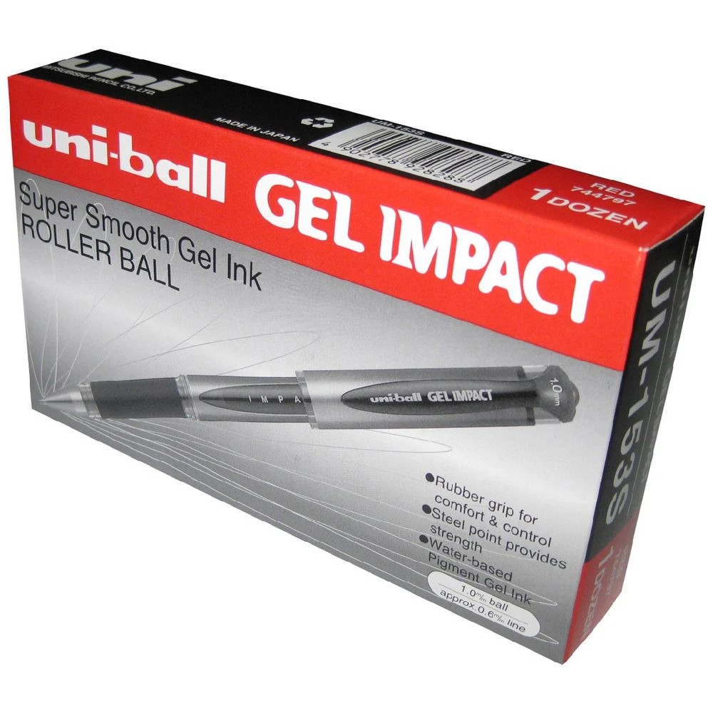 1 Uni-Ball Gel Impact Gel Pen 1mm Red 12 Pack, 1 of 4