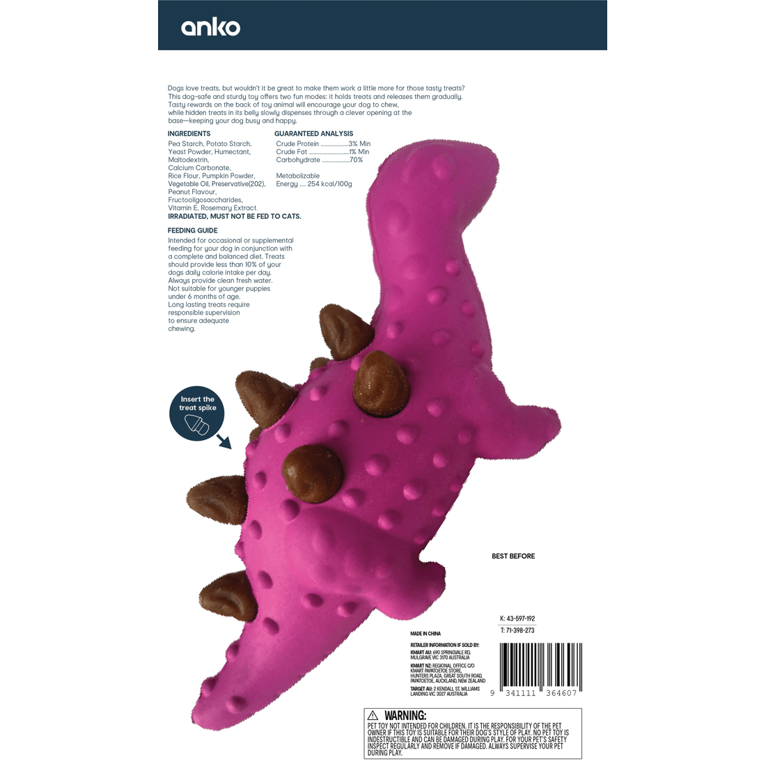 5 Pet Toy Chew 2-in-1 Dinosaur - Large, 5 of 5