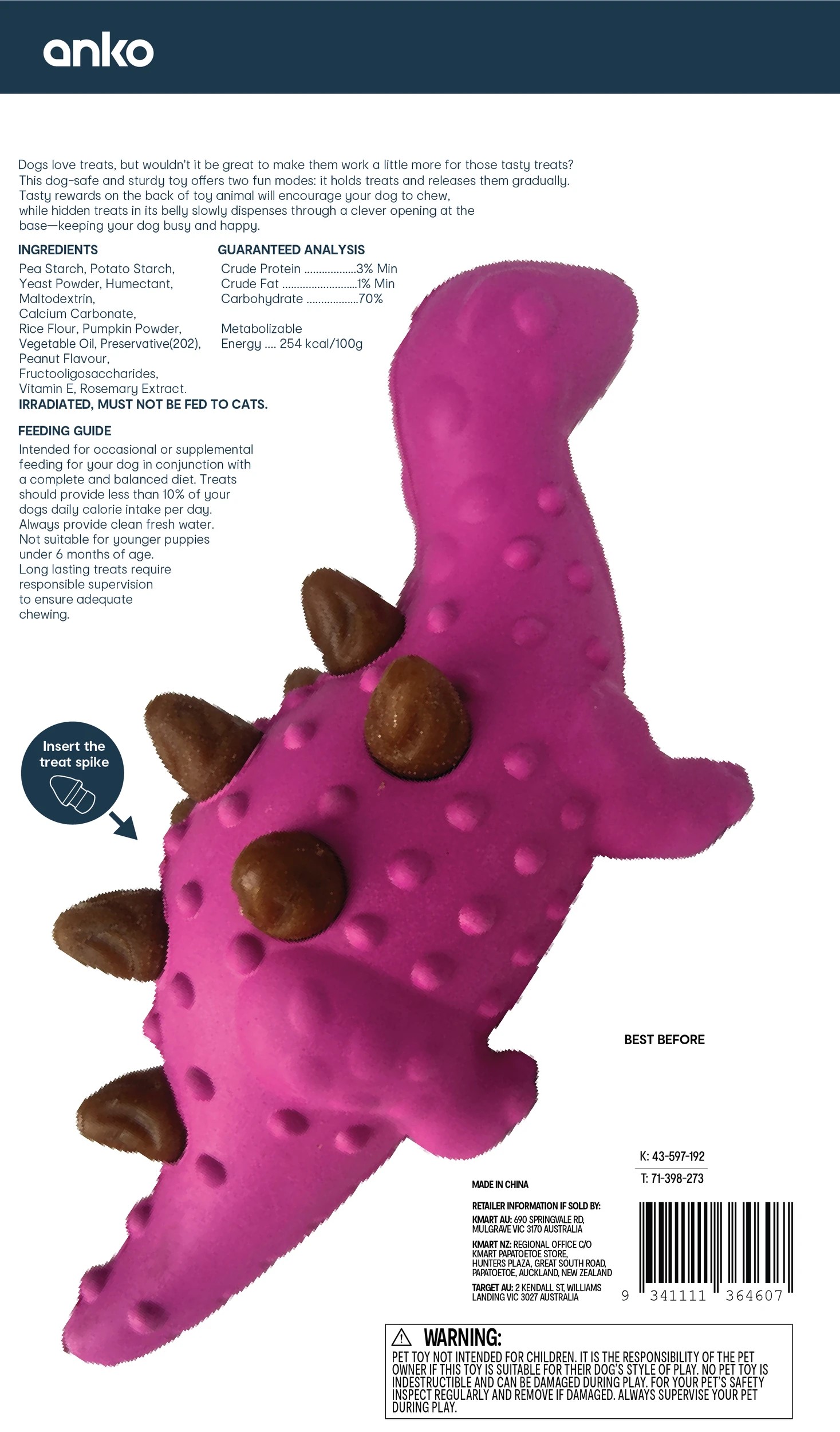 5 Pet Toy Chew 2-in-1 Dinosaur - Large, 5 of 5