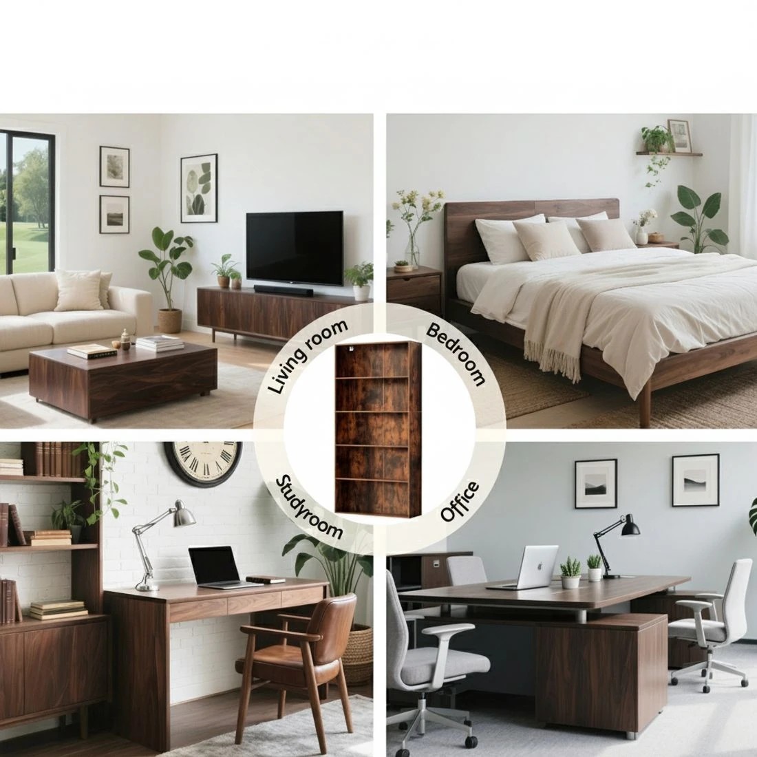 4 Artiss Bookshelf 5 Tiers Walnut - Brown, 4 of 4