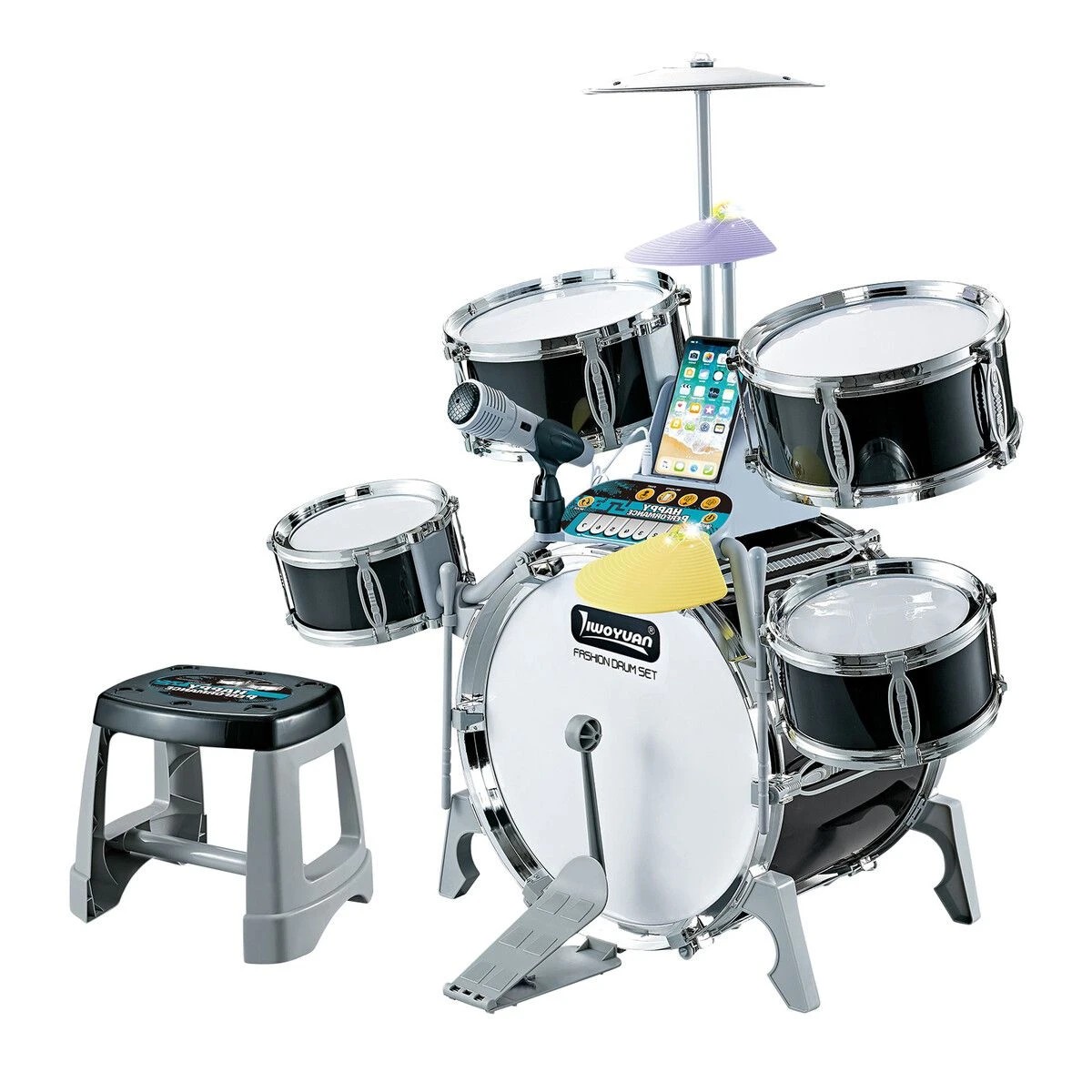 4 AUSWAY Kids Jazz Drum Set Junior Musical Educational Instrument, 4 of 4