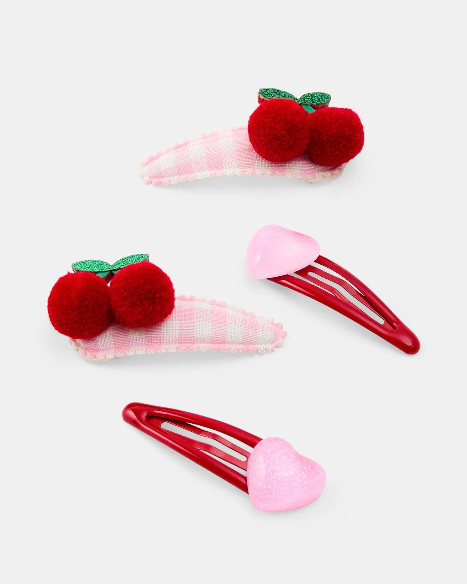 2 4 Pack Cherry and Heart Snap Hair Clips, 2 of 2