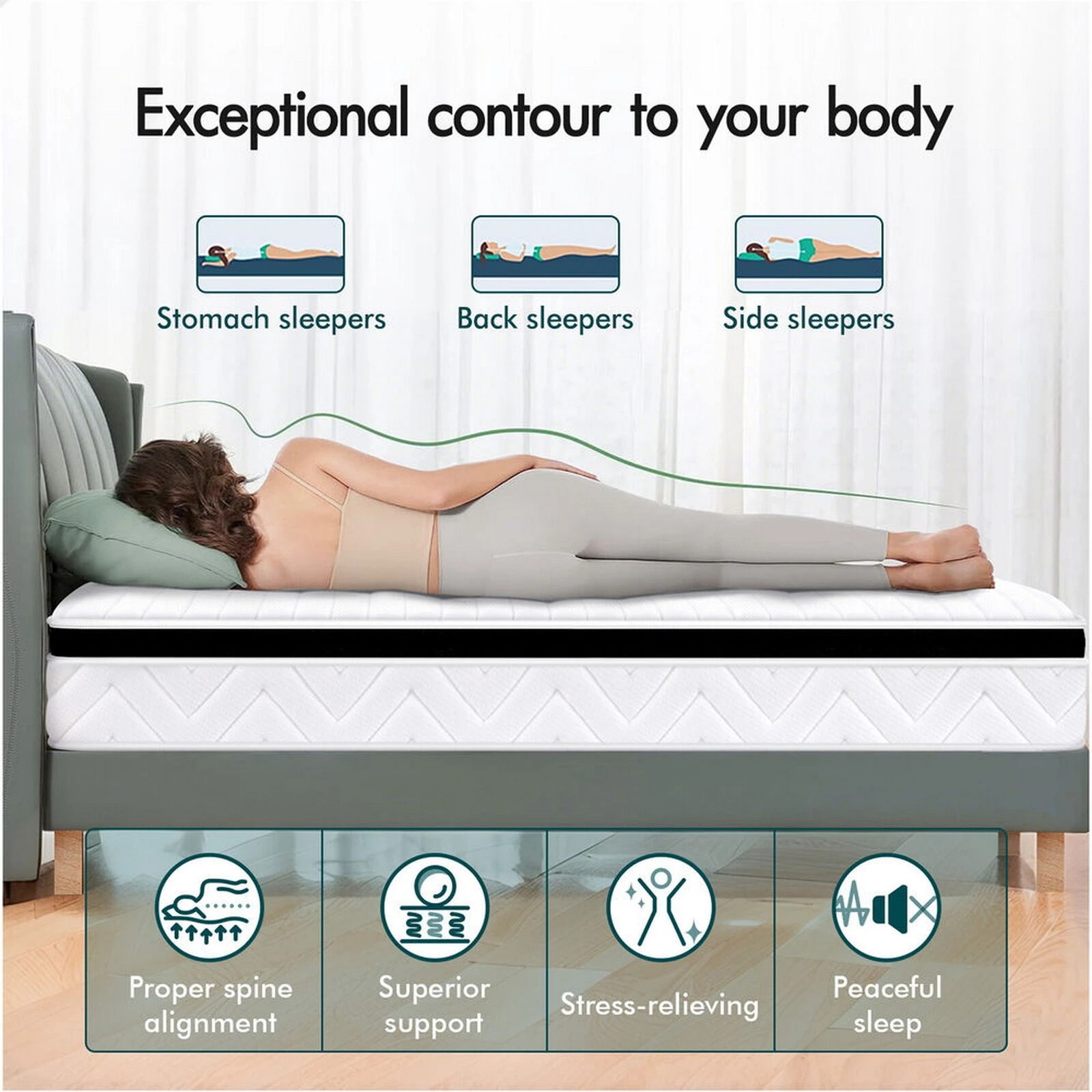 4 Alfordson Mattress 17CM Euro Top Spring Foam Bedding Medium Firm - Double Bed, 4 of 10