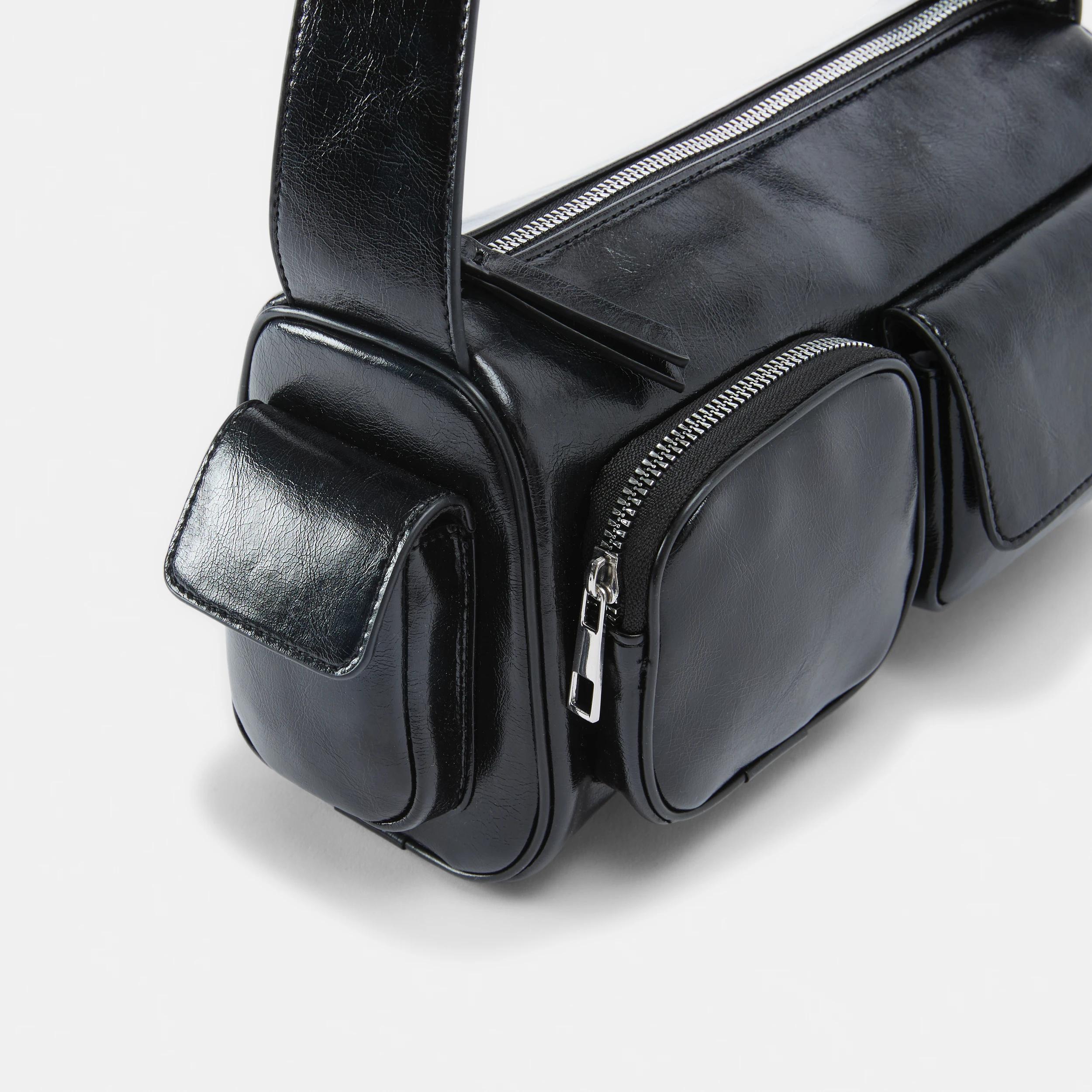 6 Multi Pocket Shoulder Bag Black, 6 of 8