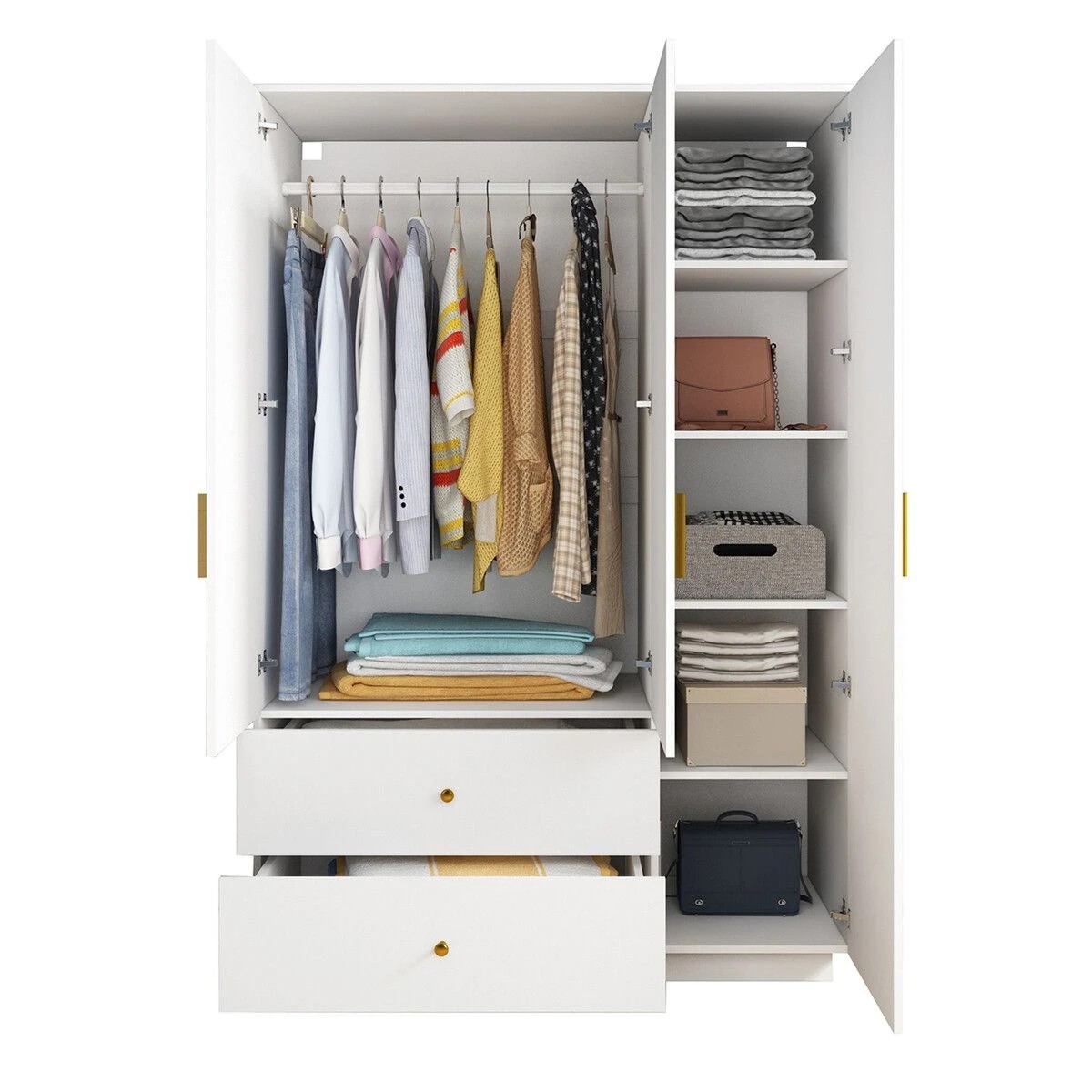 7 LUXSUITE Mirrored Wardrobe Cabinet Dresser LED, 7 of 8