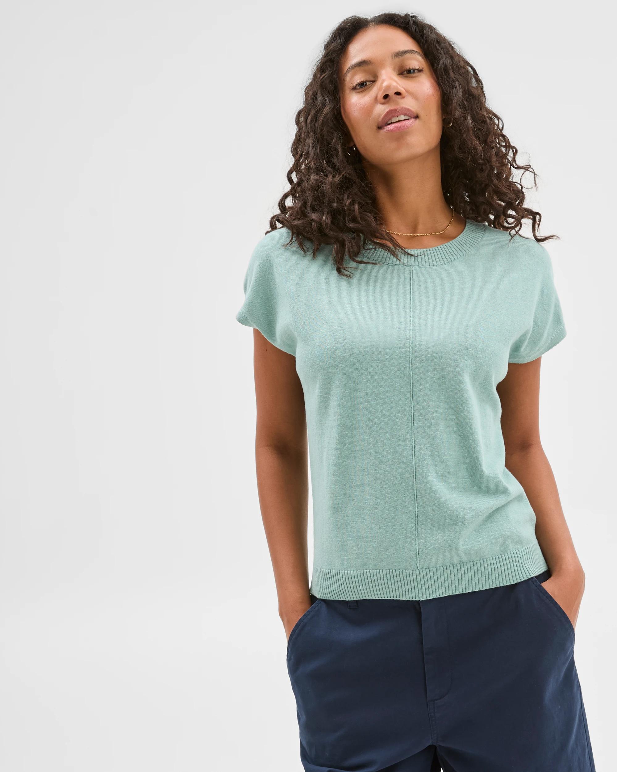 3 Target Australian Cotton Blend Extended Sleeve Knitted T-shirt AQUIFER, 3 of 6