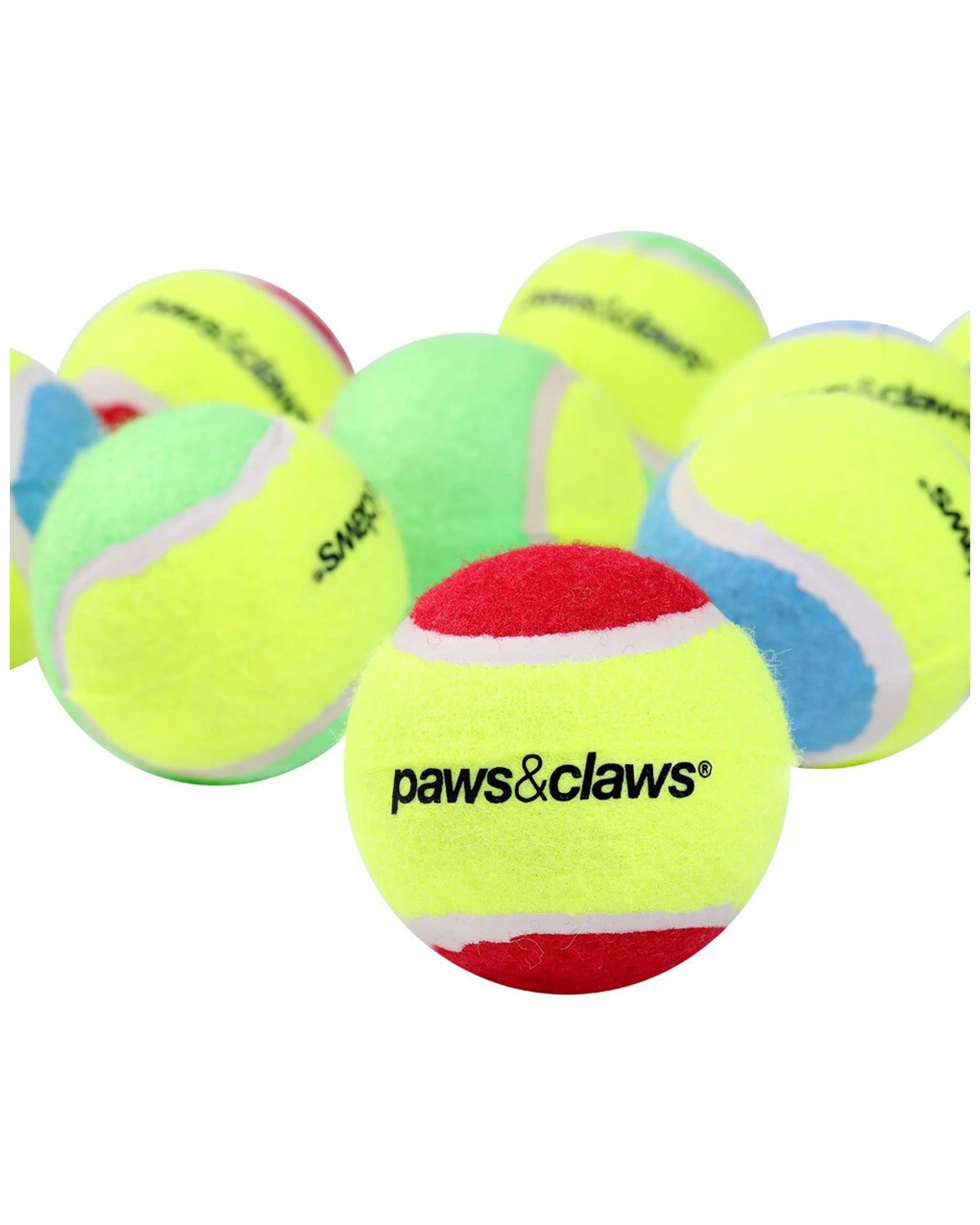 2 Paws And Claws 8pc 6cm Tennis Balls Non Toxic Multi Colour Dog Toys - Pack Of 8 - Assorted, 2 of 2