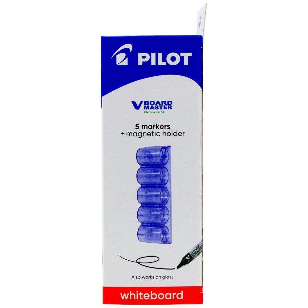 3 PILOT V Board Whiteboard Marker Bullet Assorted 5 Pk + Holder, 3 of 8