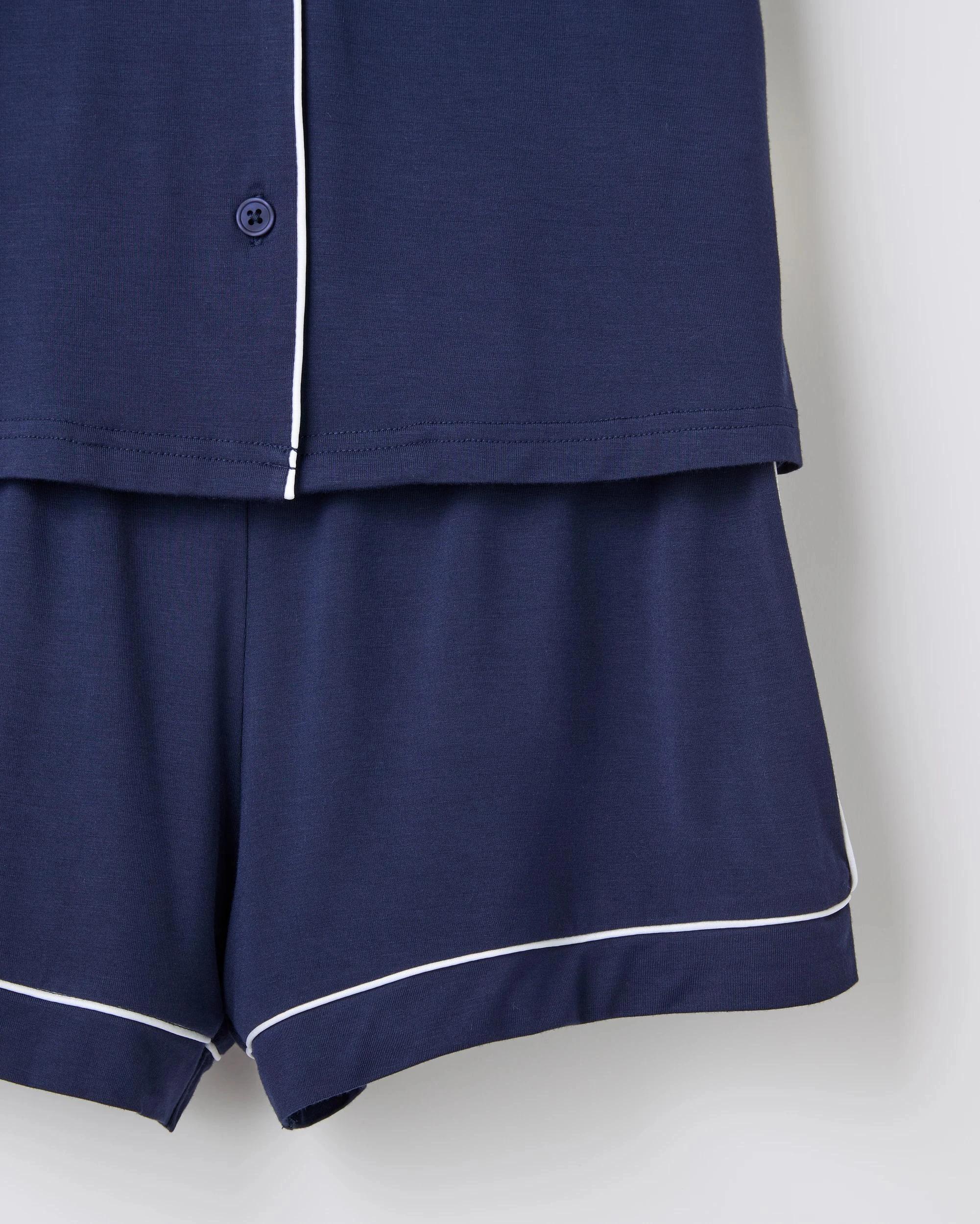 2 Target Kids Older Girls Short Sleeve Bamboo Button Through Pyjama Set NAVY, 2 of 3