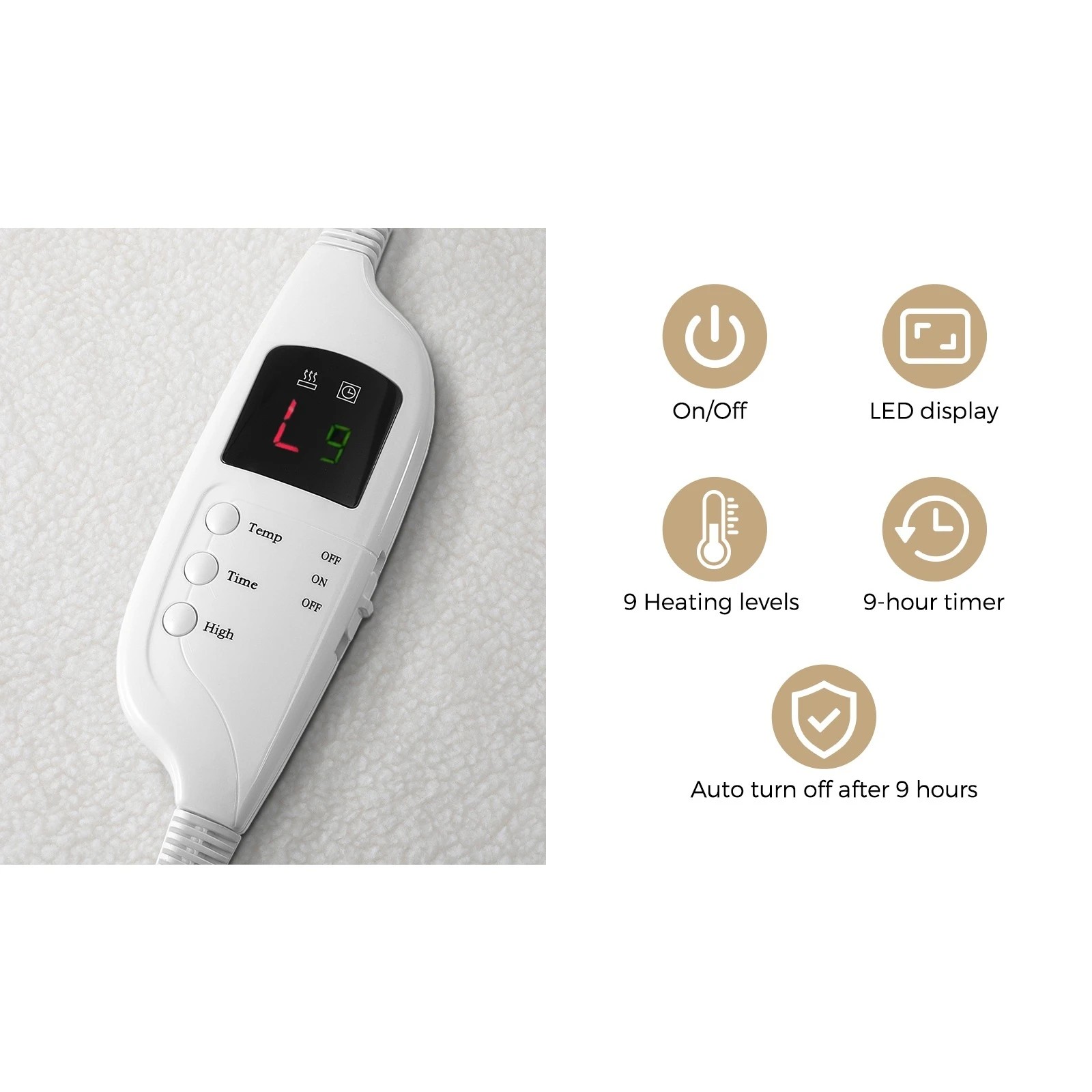 6 Bedra Bedding Electric Blanket Washable Fleece Heated Fully Fitted Winter Pad Queen - Queen Bed - White, 6 of 10