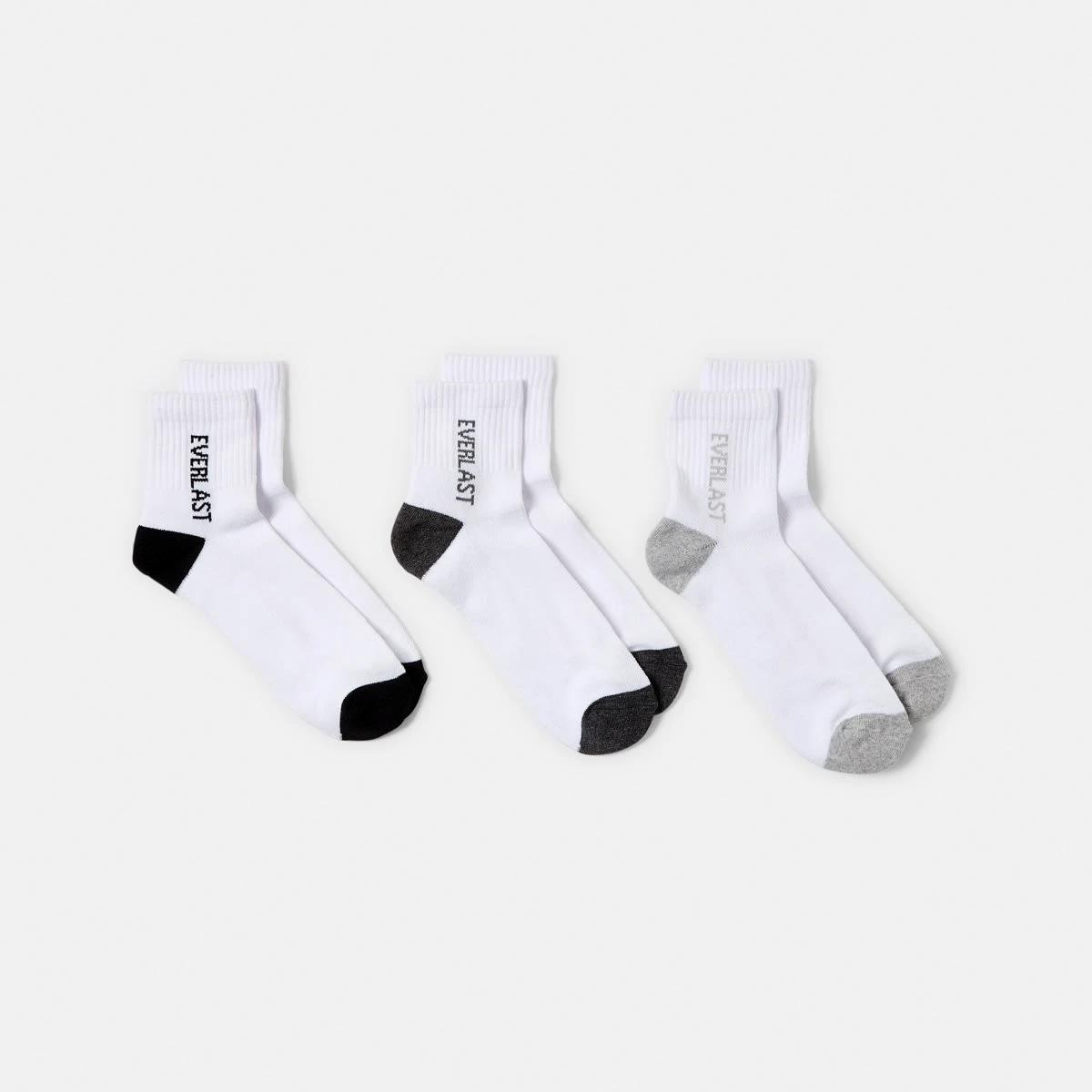 1 3 Pack Everlast Mens Quarter Crew Socks Wht Qtr Pk, 1 of 3