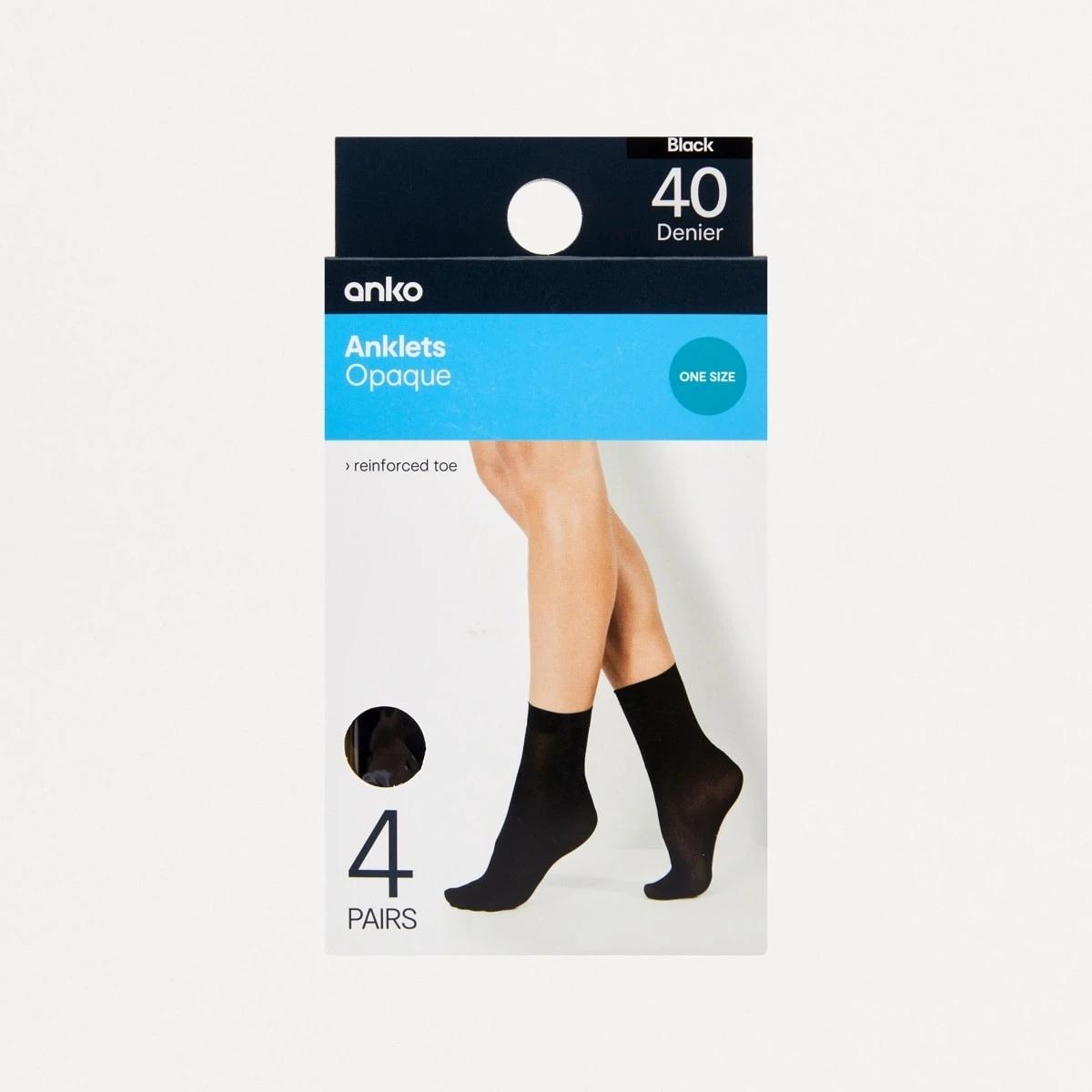 3 4 Pack Ankle High Pantyhose BLACK, 3 of 3