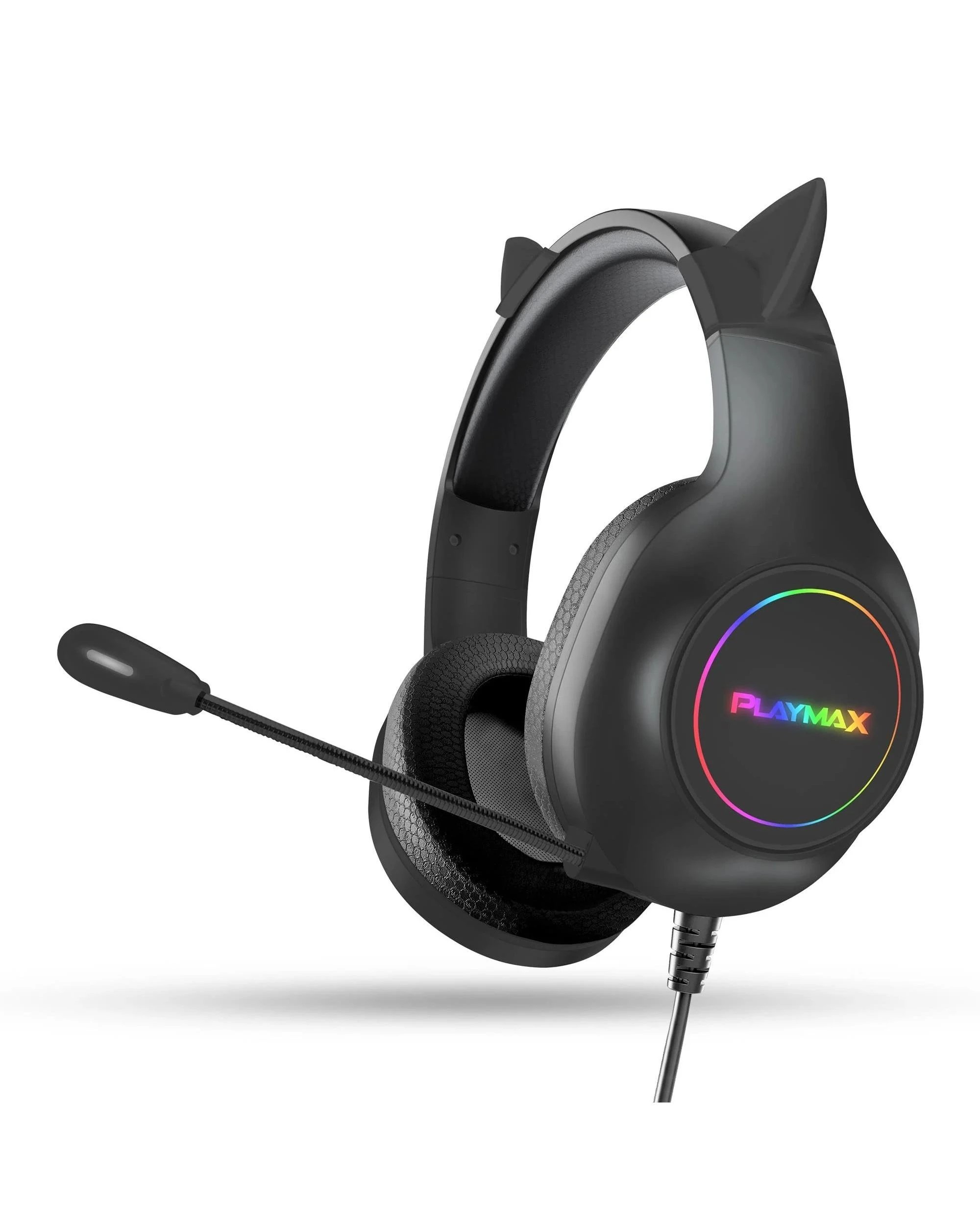 1 Playmax Cat Ear RGB Headset Universal Gaming Headset - Black, 1 of 5